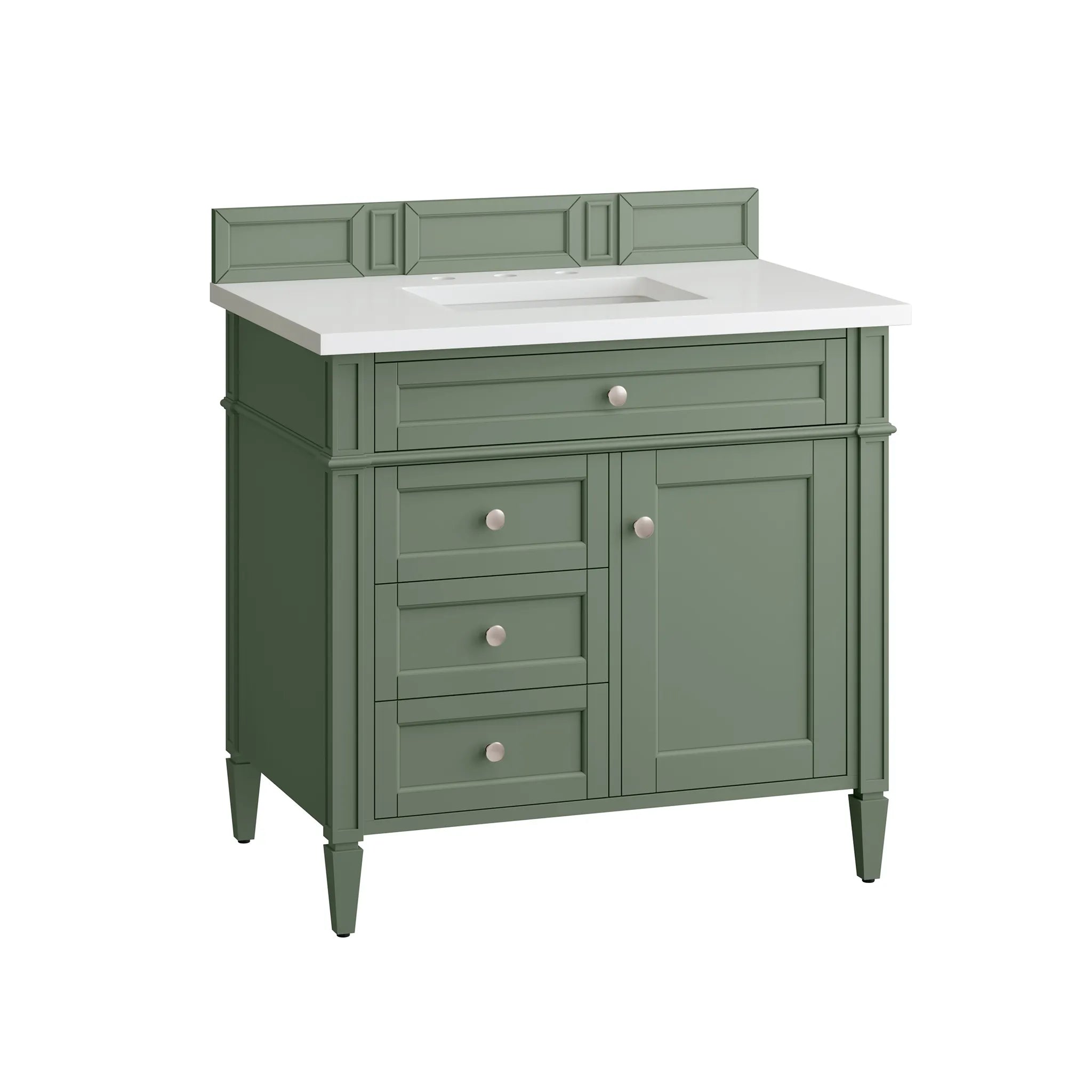 36" Brittany Single Vanity in Smokey Celadon-White Zeus Silestone-8" Widespread image 5
