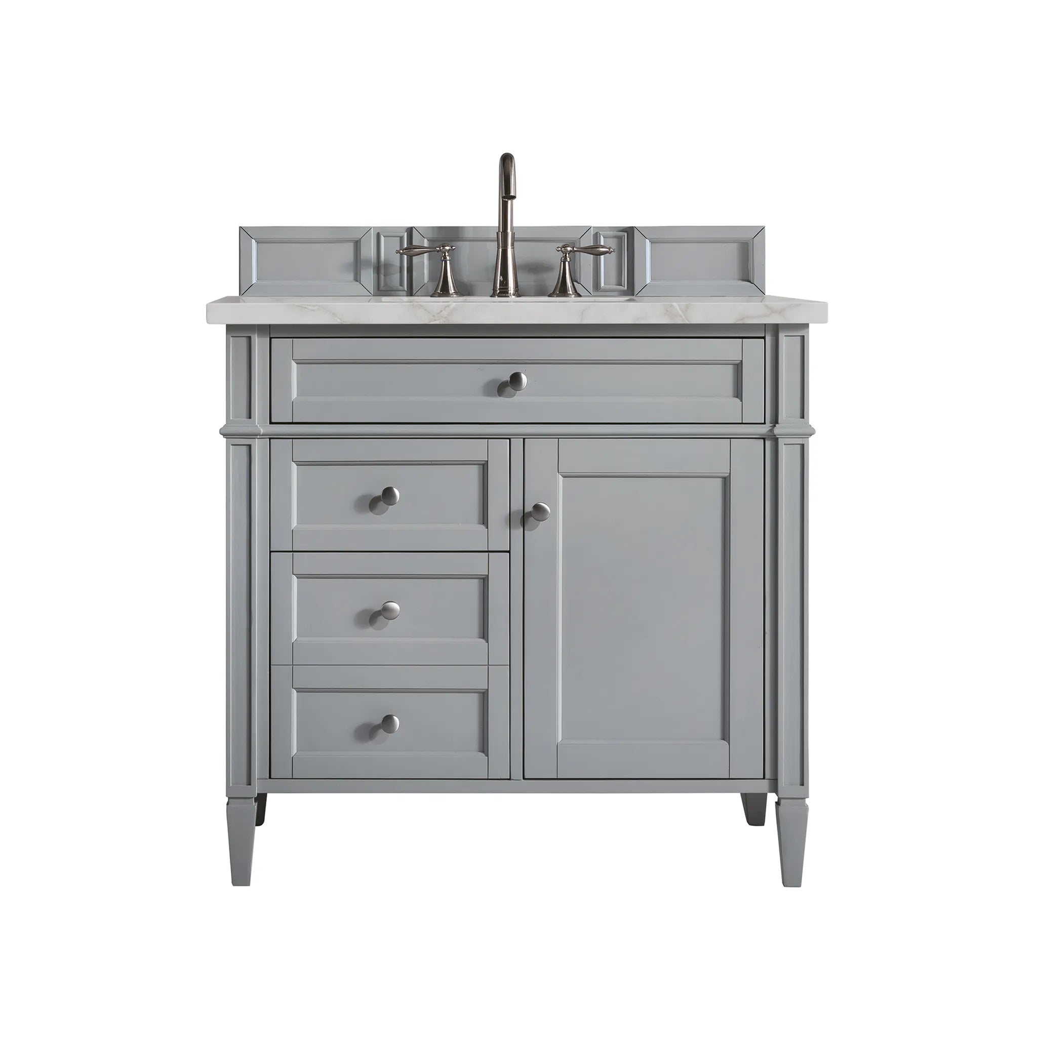 36" Brittany Single Vanity in Urban Gray-Victorian Silver Silestone-8" Widespread image
