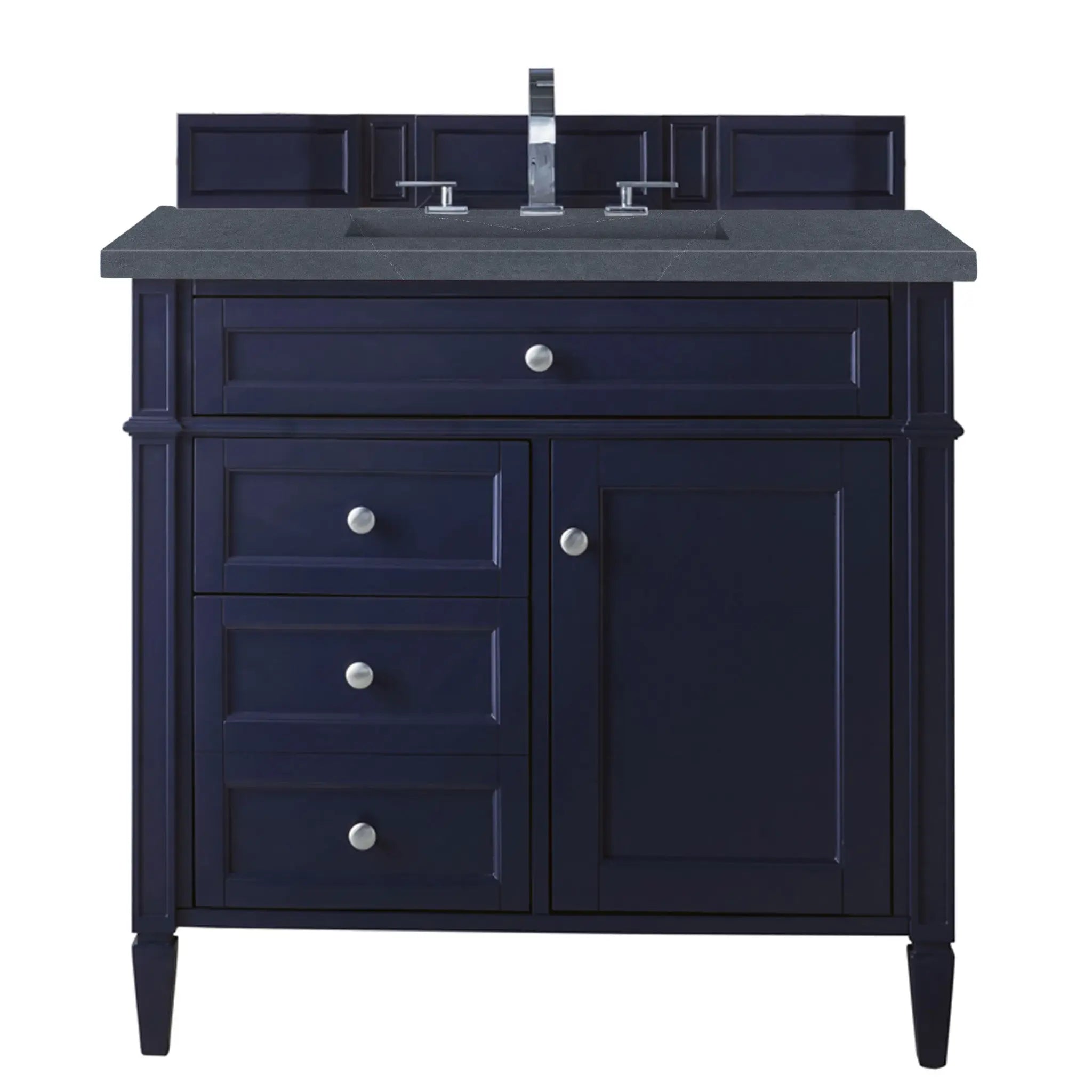 36" Brittany Single Vanity in Victory Blue-Charcoal Soapstone Silestone-8" Widespread image