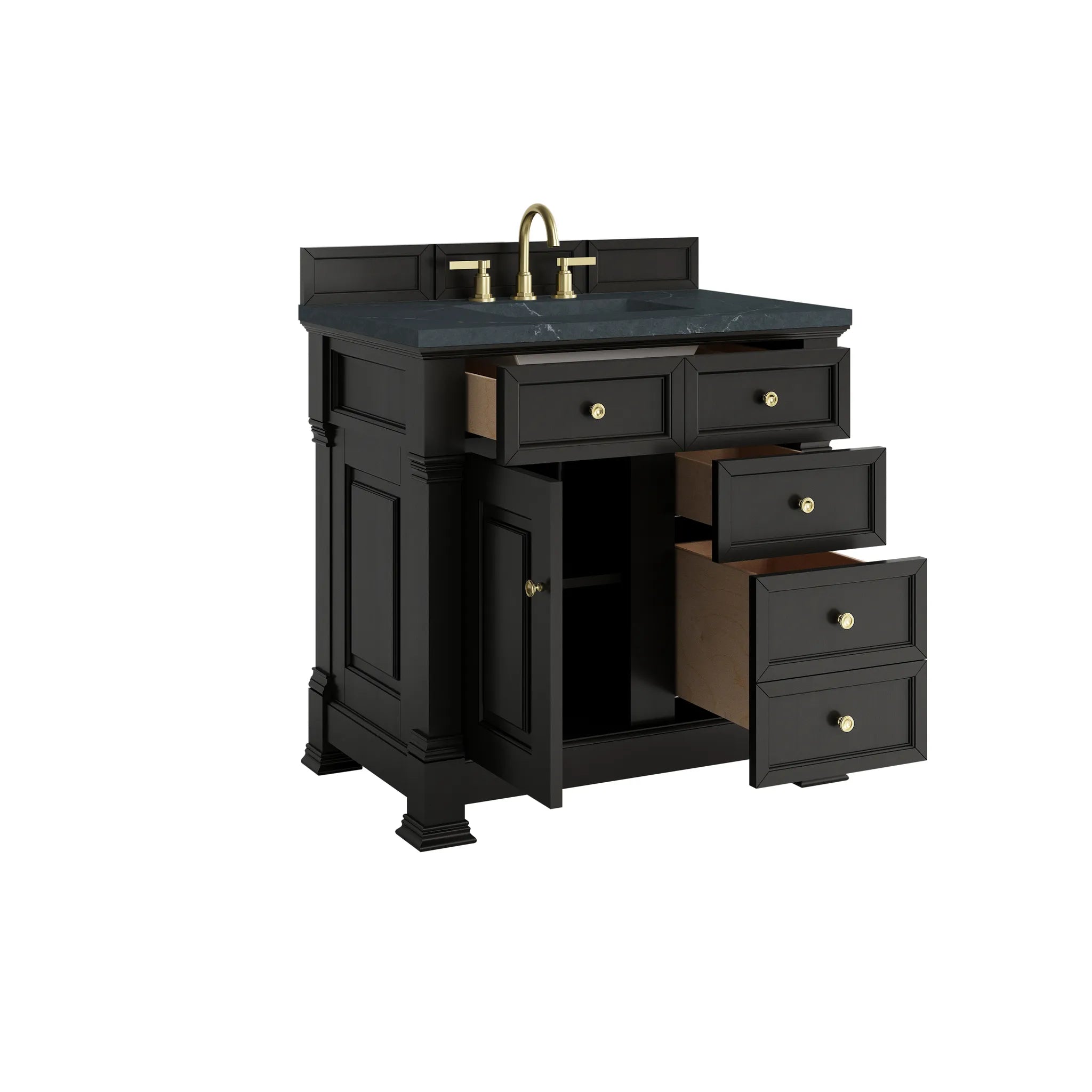 36" Brookfield Single Vanity in Black Onyx-Charcoal Soapstone Silestone-8" Widespread image 7