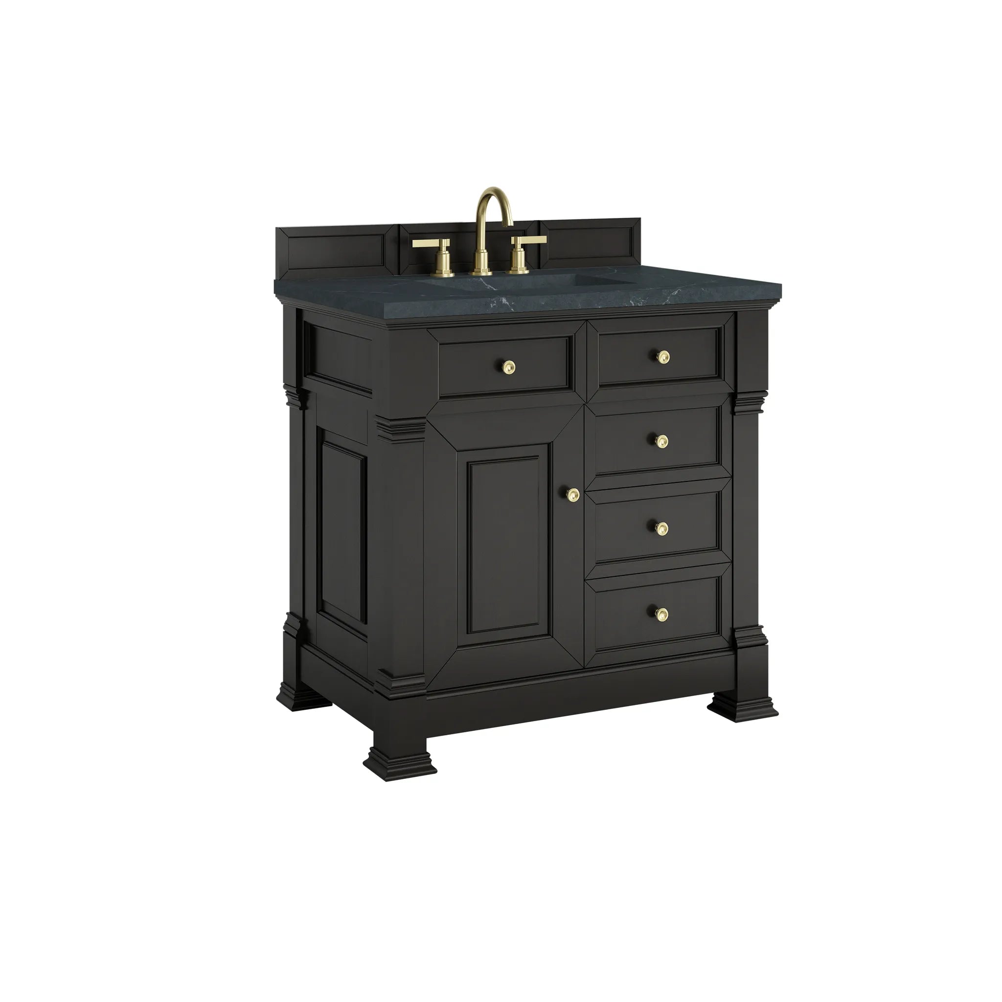36" Brookfield Single Vanity in Black Onyx-Charcoal Soapstone Silestone-8" Widespread image 9