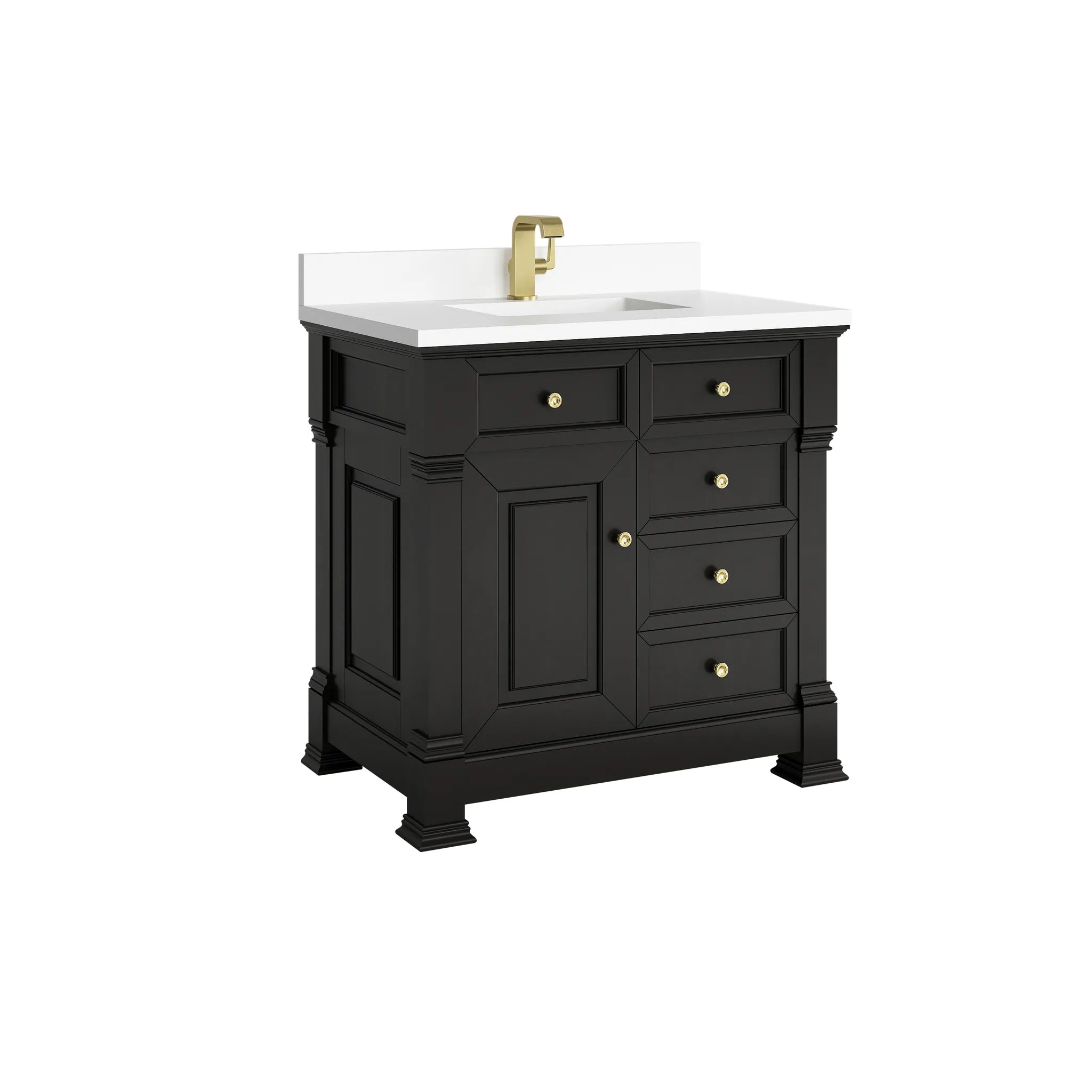 36" Brookfield Single Vanity in Black Onyx-White Zeus Silestone & Backsplash-Single Hole image 8