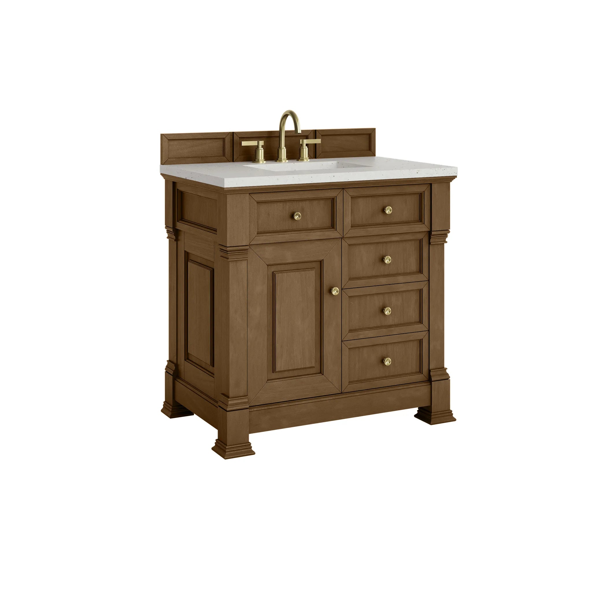 36" Brookfield Single Vanity in Honey Oak-Lime Delight Silestone-8" Widespread image 9