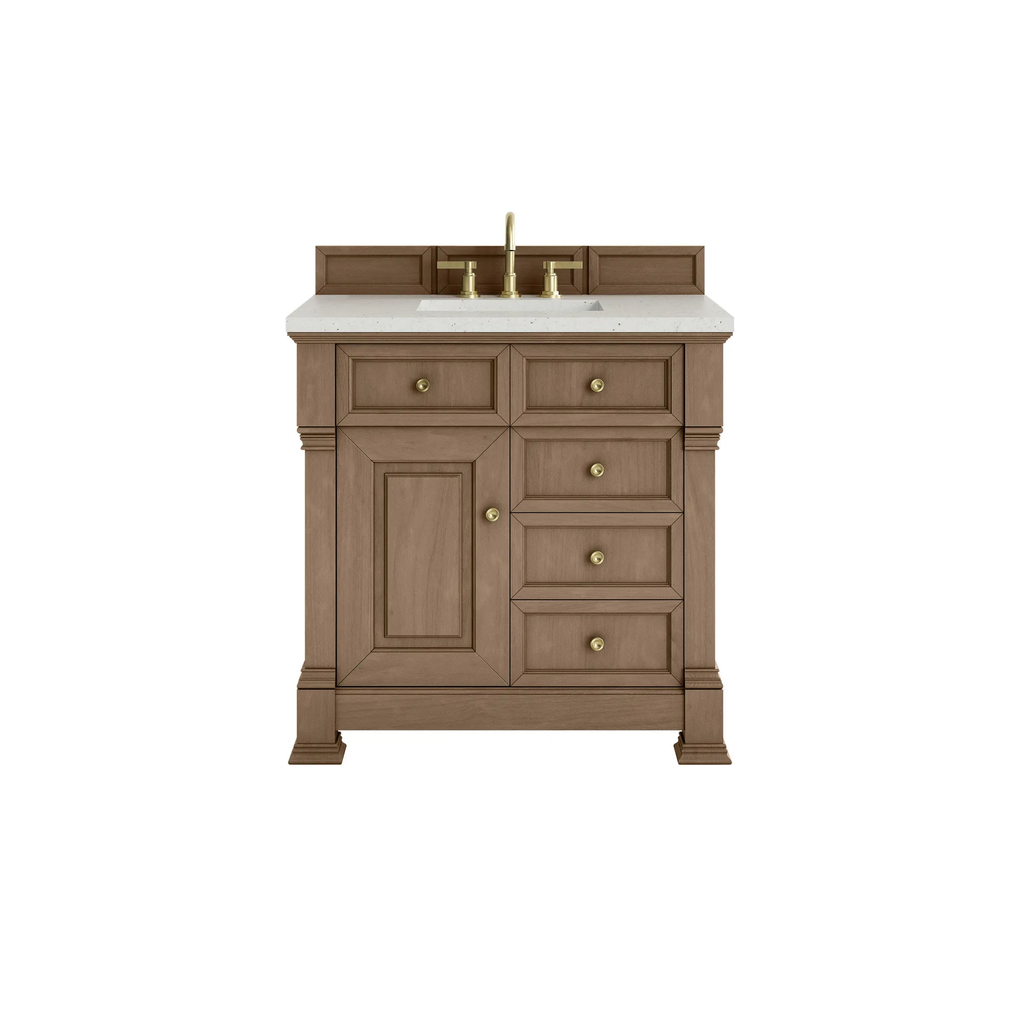 36" Brookfield Single Vanity in Pecan-Lime Delight Silestone-8" Widespread image