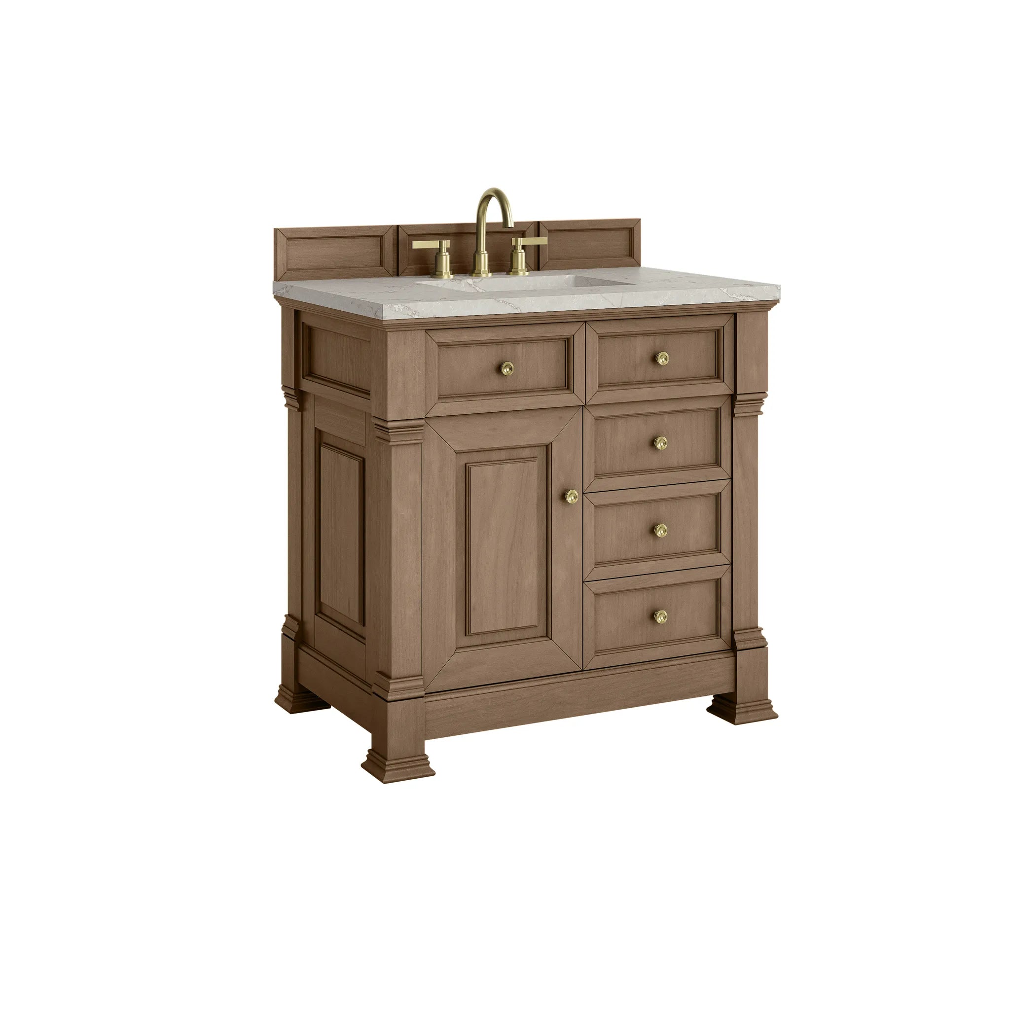 36" Brookfield Single Vanity in Pecan-Victorian Silver Silestone-8" Widespread image 9