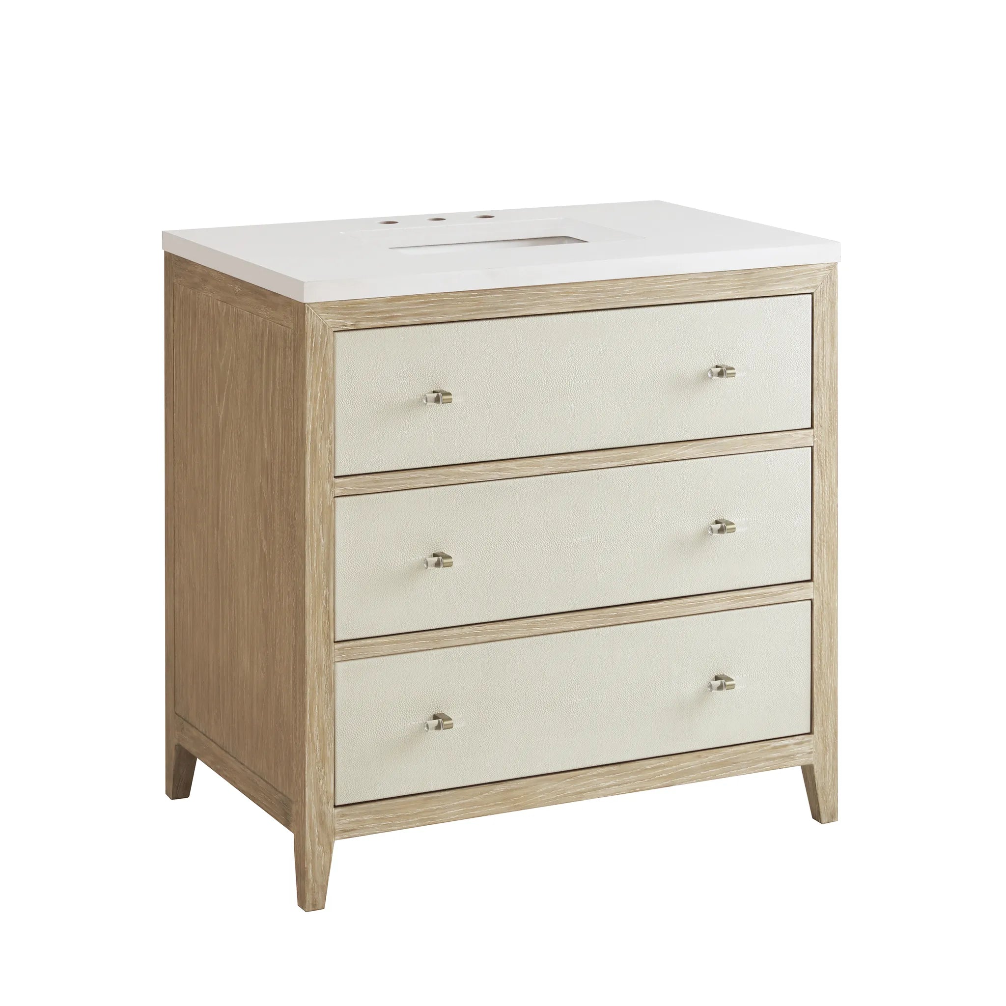 36" Celeste Single Vanity in Sunwashed Oak with Embossed Shagreen-White Zeus Silestone-8" Widespread image 10