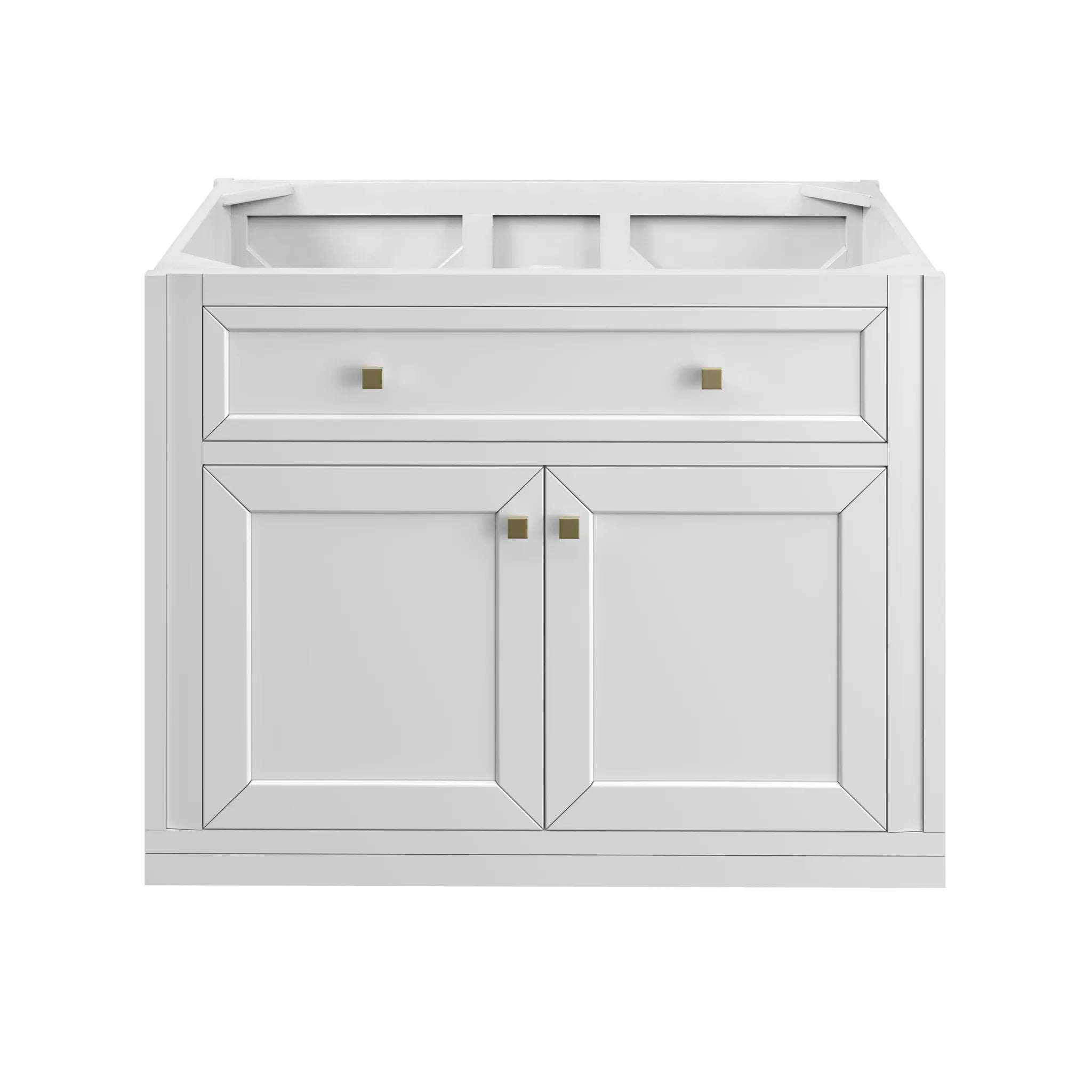 36" Chicago Single Vanity in Glossy White-White Zeus Silestone & Backsplash-Single Hole image 5