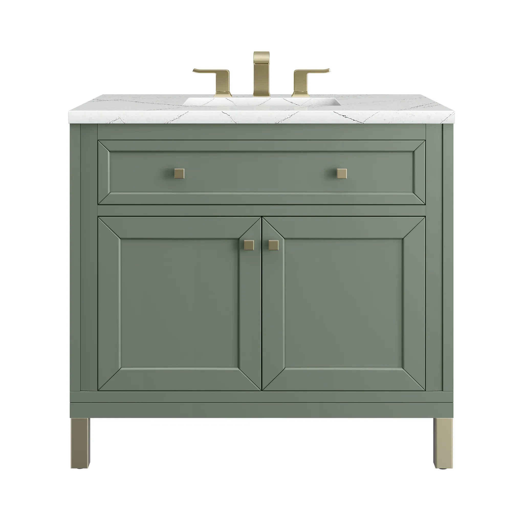 36" Chicago Single Vanity in Smokey Celadon-Ethereal Noctis Silestone-8" Widespread image
