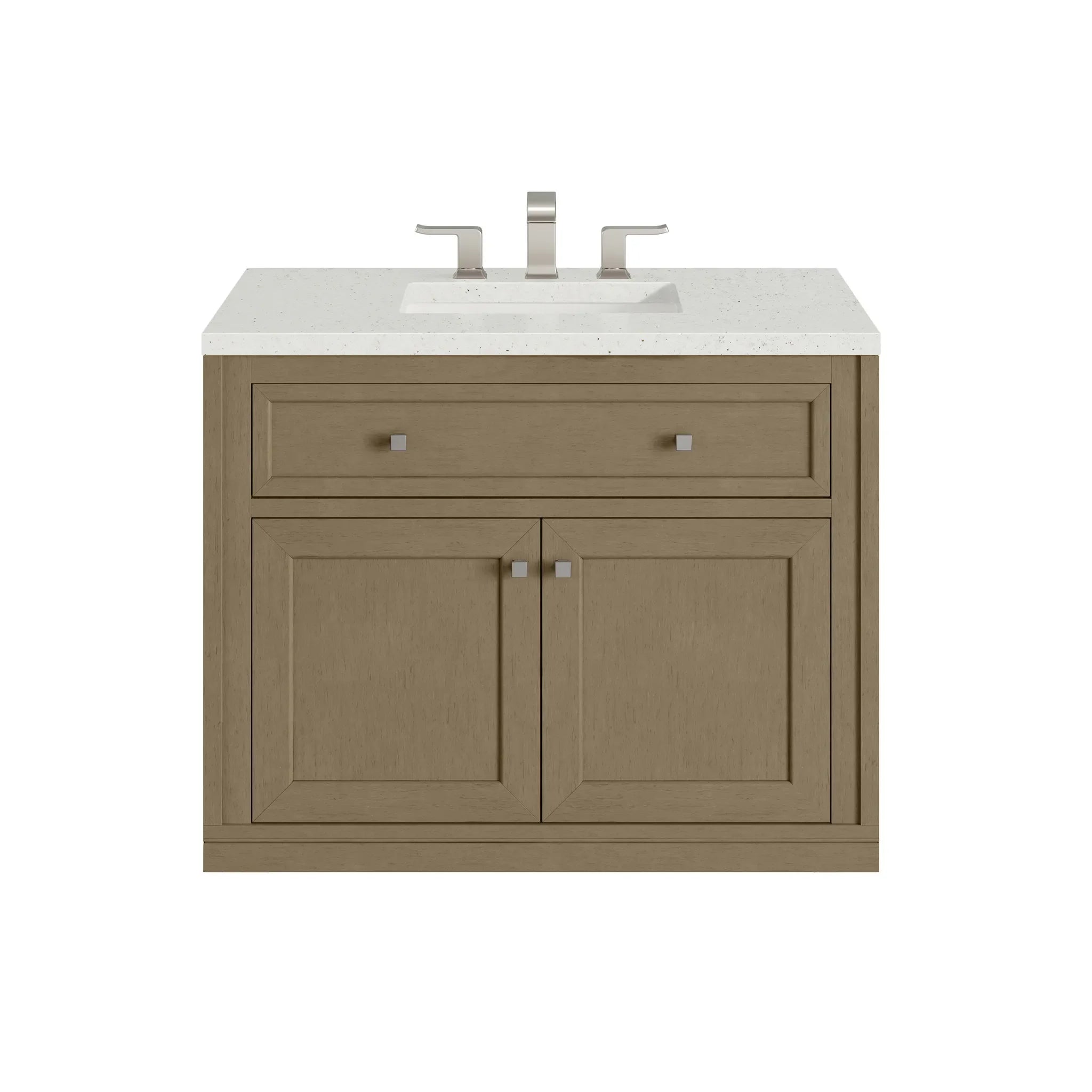 36" Chicago Single Vanity in Walnut Whisper-Lime Delight Silestone-8" Widespread image 1