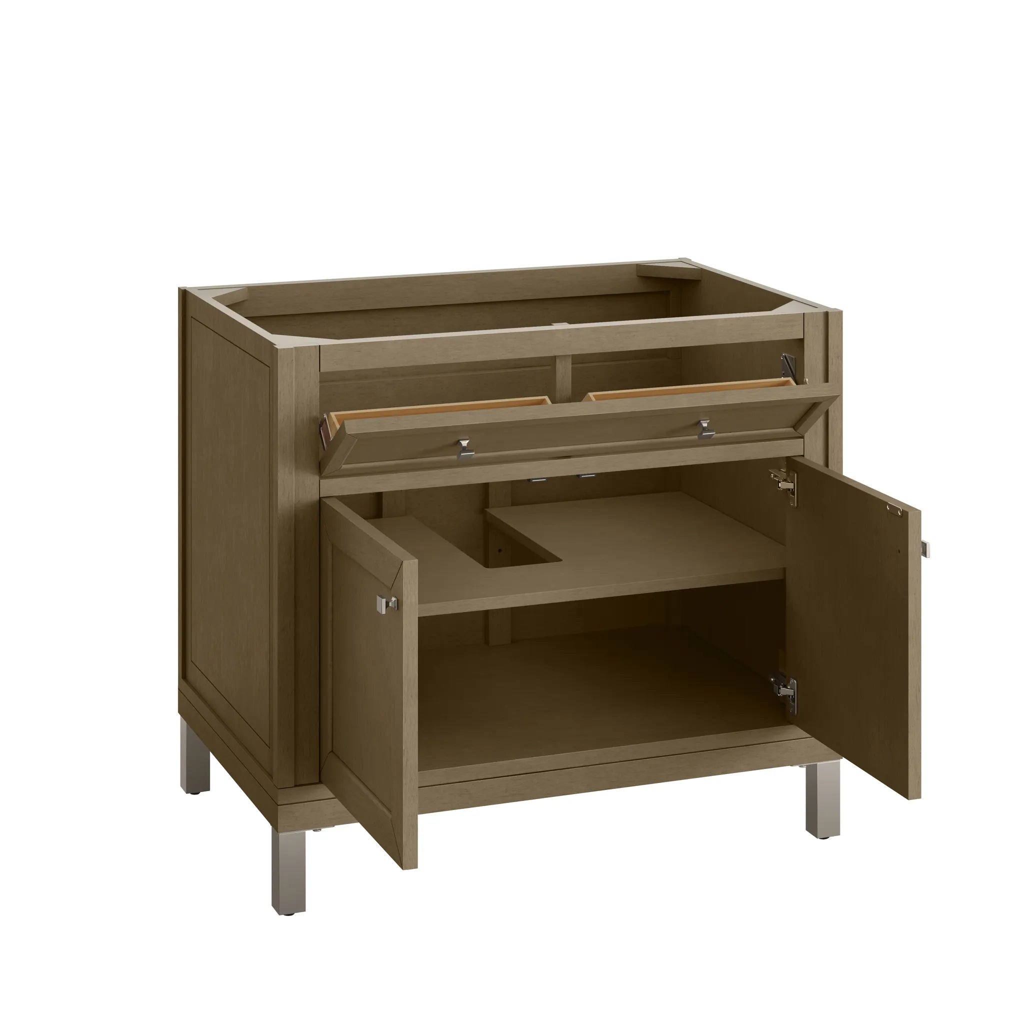 36" Chicago Single Vanity in Walnut Whisper-Lime Delight Silestone-8" Widespread image 9