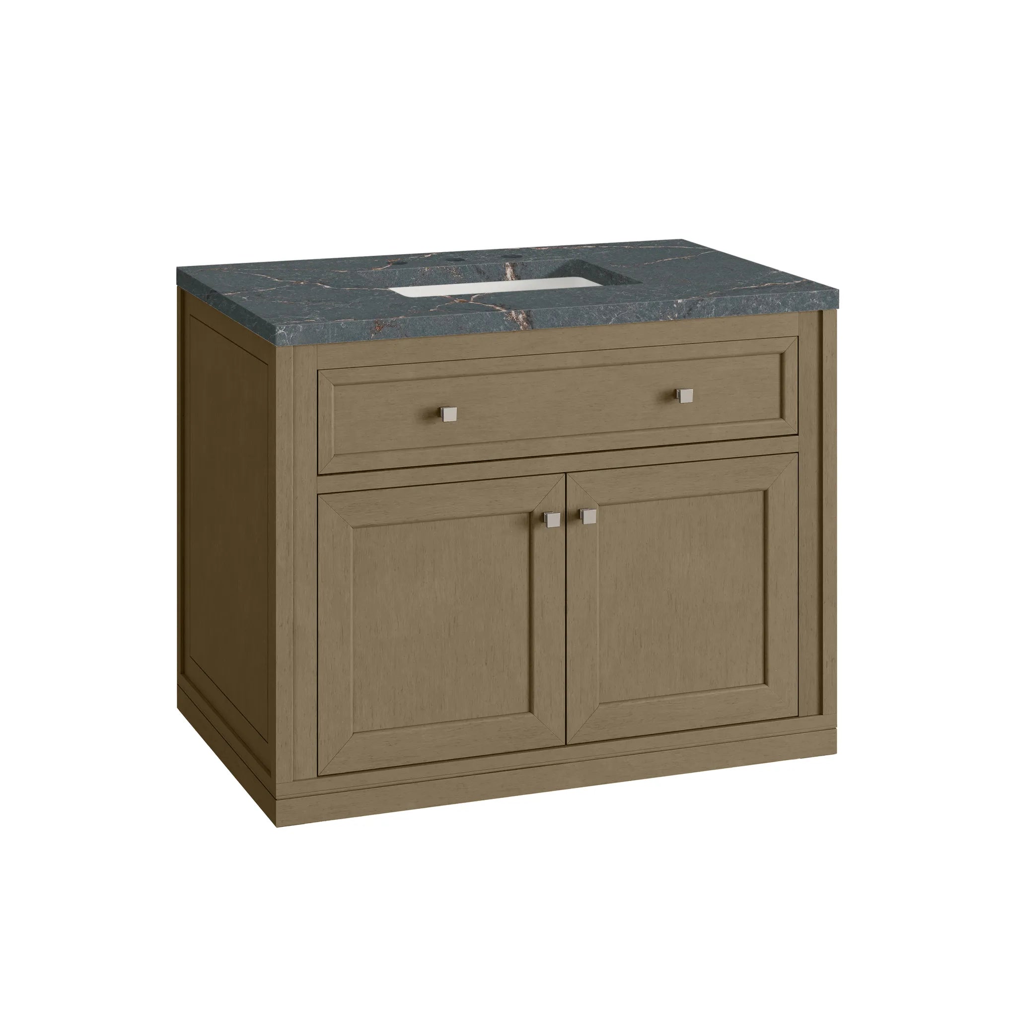 36" Chicago Single Vanity in Walnut Whisper-Parisien Bleu Silestone-8" Widespread image 14