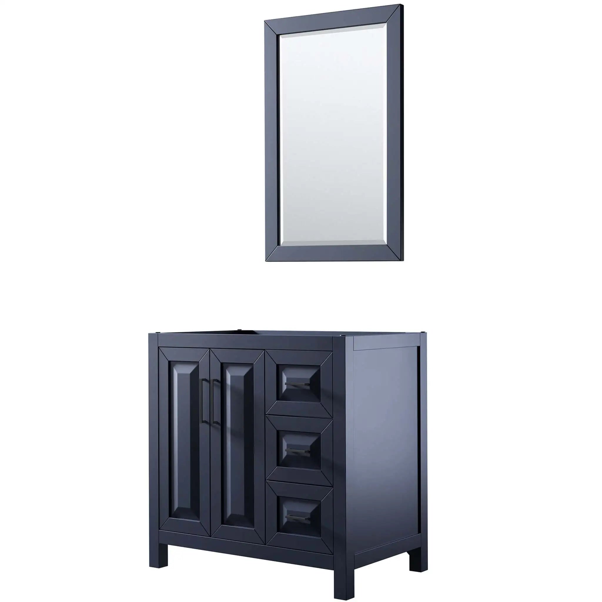 36" Daria Single Bathroom Vanity in Dark Blue with Matte Black Trim & 24" Mirror by Wyndham