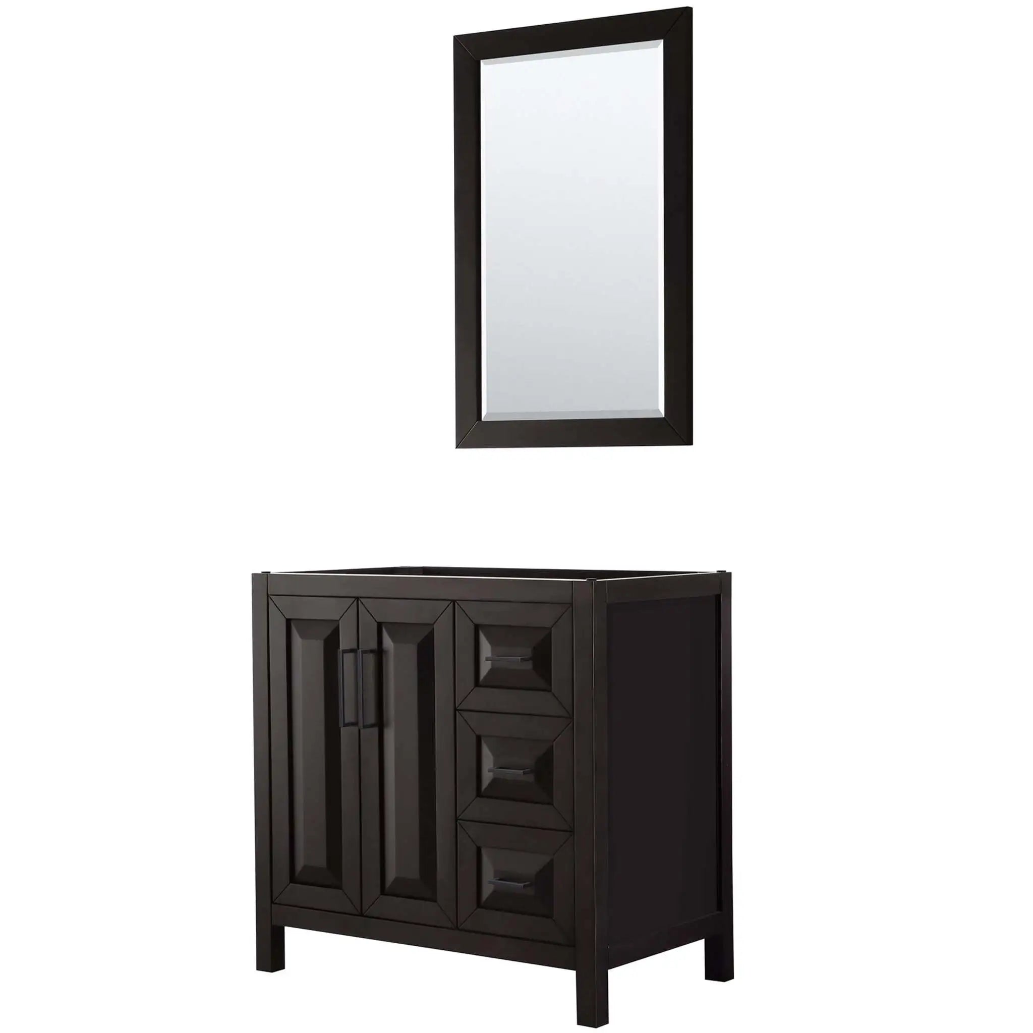 36" Daria Single Bathroom Vanity in Dark Espresso with Matte Black Trim & 24" Mirror by Wyndham