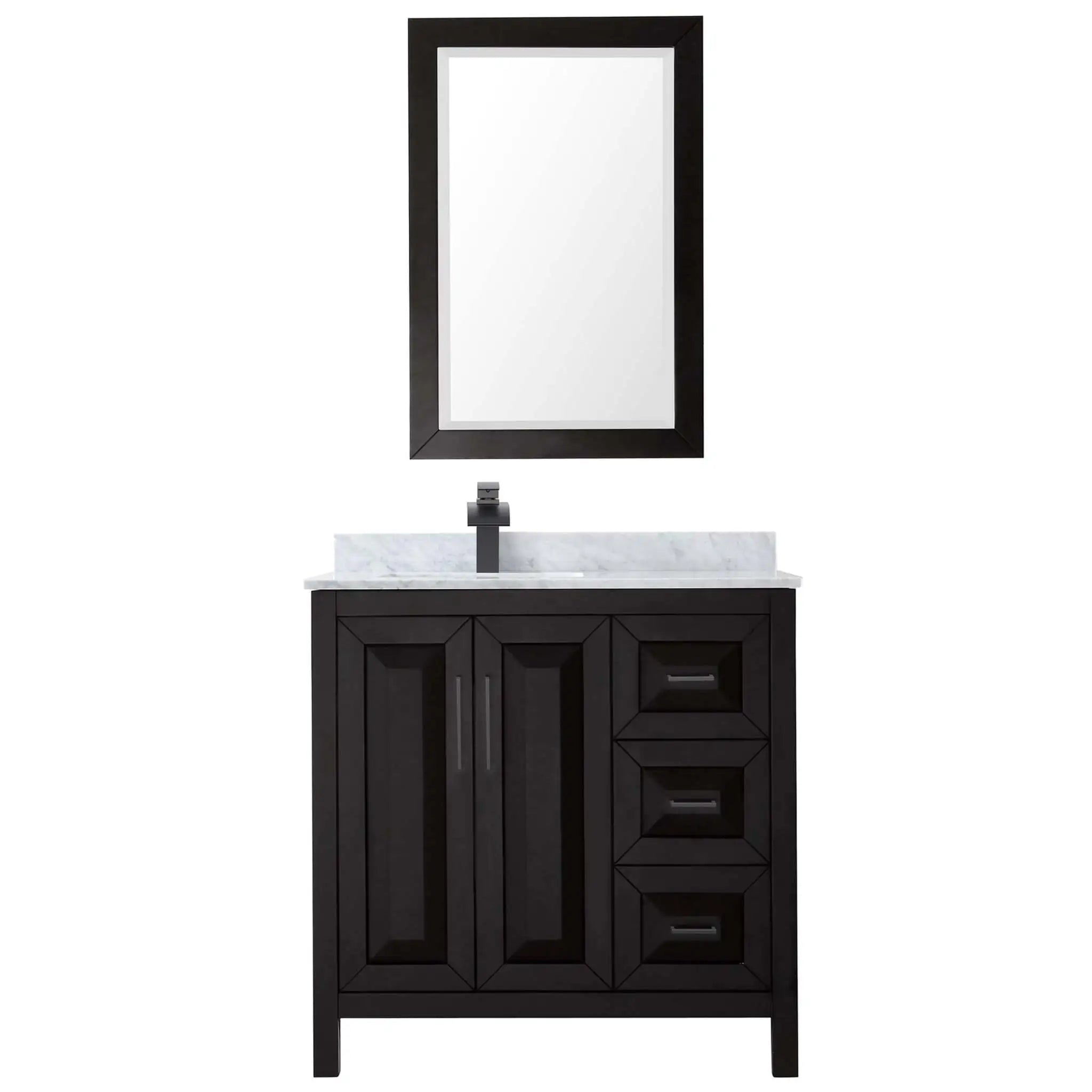 36" Daria Single Bathroom Vanity in Dark Espresso with Matte Black Trim & 24" Mirror by Wyndham