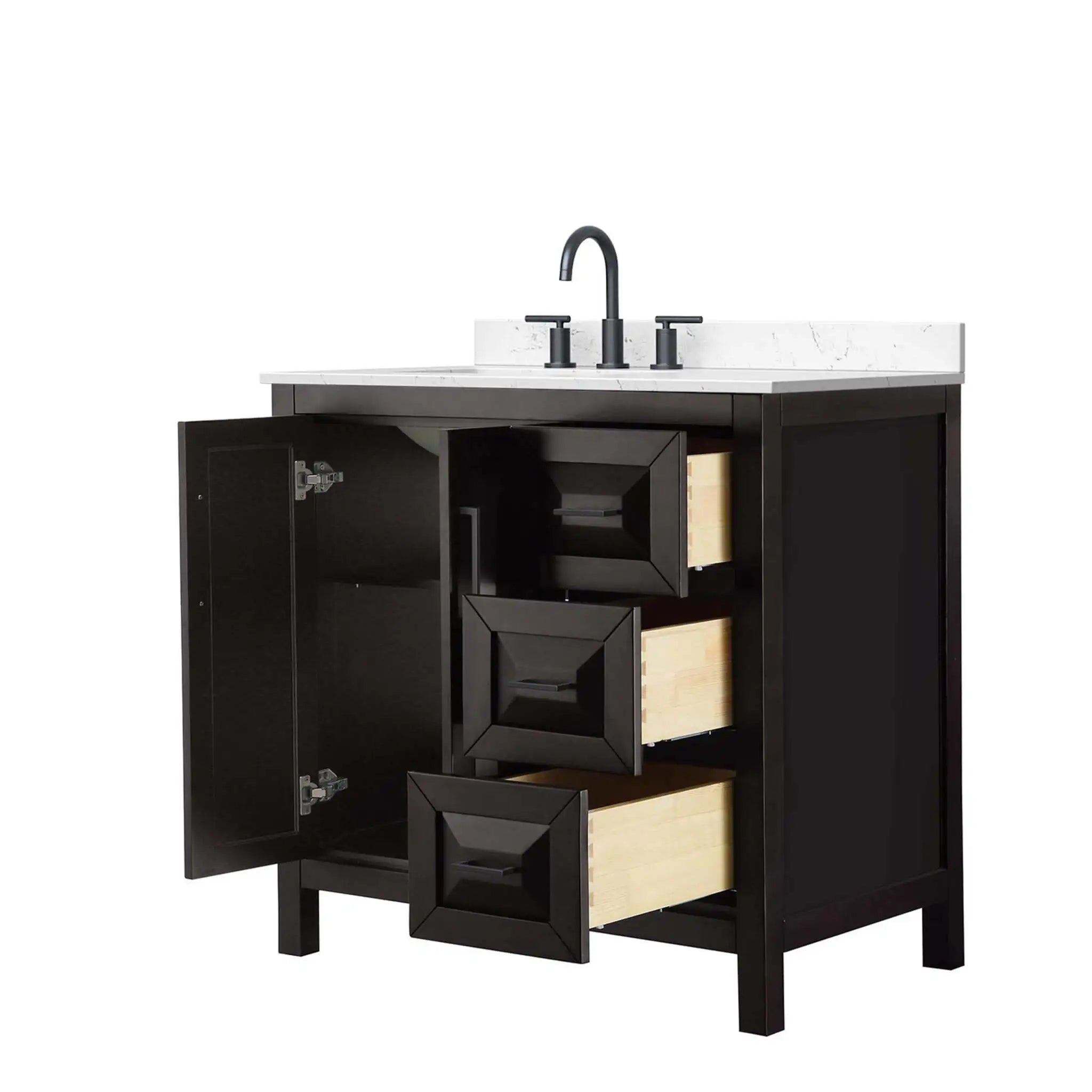 36" Daria Single Bathroom Vanity in Dark Espresso with Matte Black Trim by Wyndham