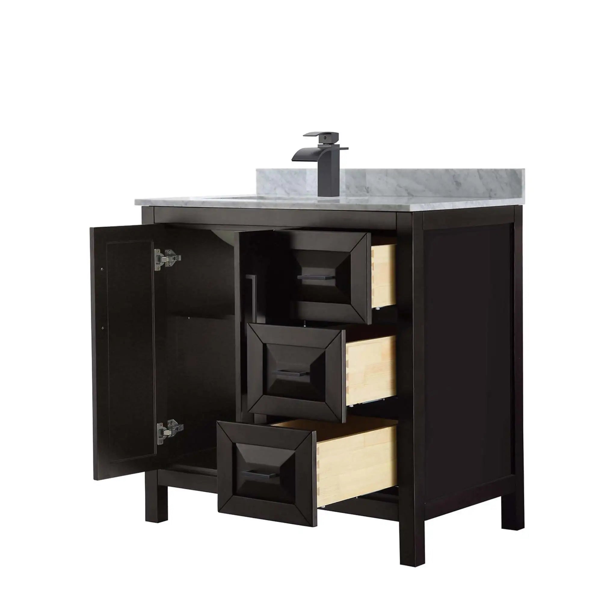 36" Daria Single Bathroom Vanity in Dark Espresso with Matte Black Trim by Wyndham