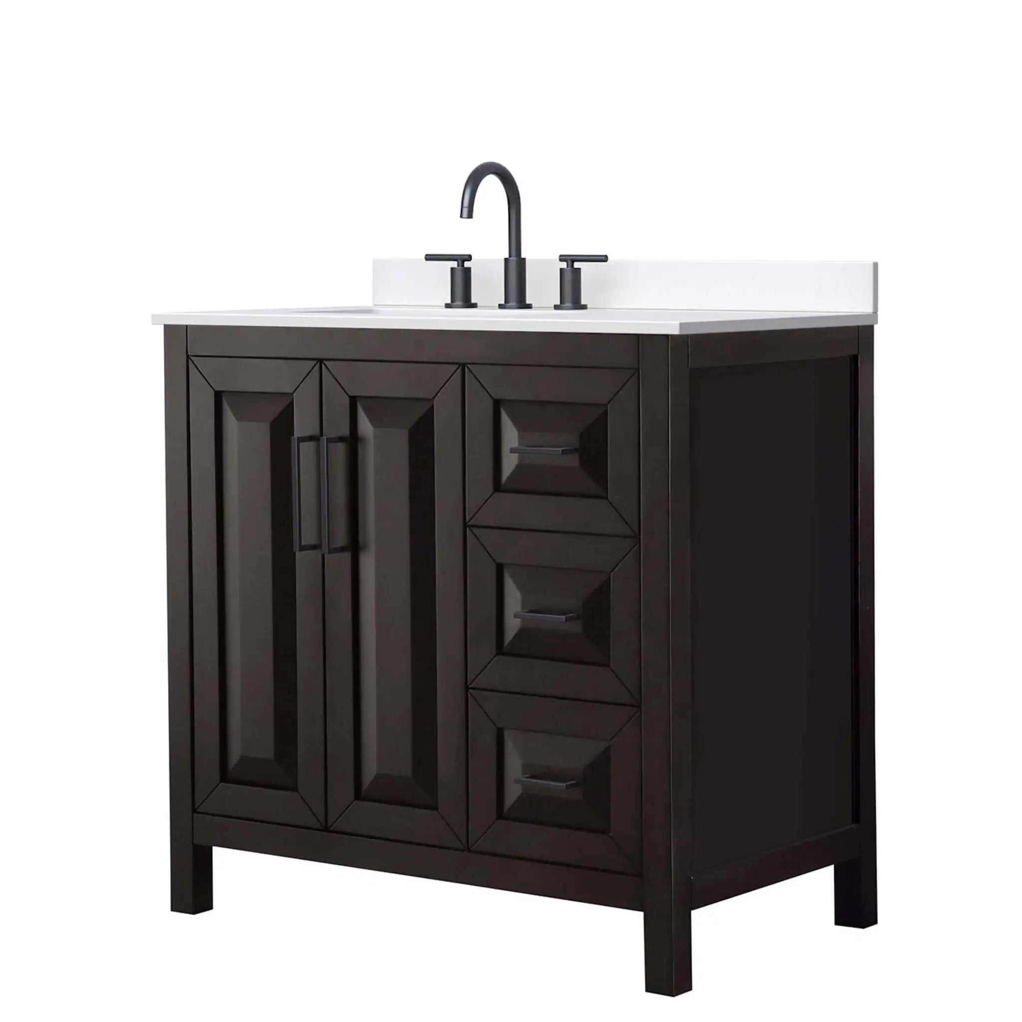 36" Daria Single Bathroom Vanity in Dark Espresso with Matte Black Trim by Wyndham