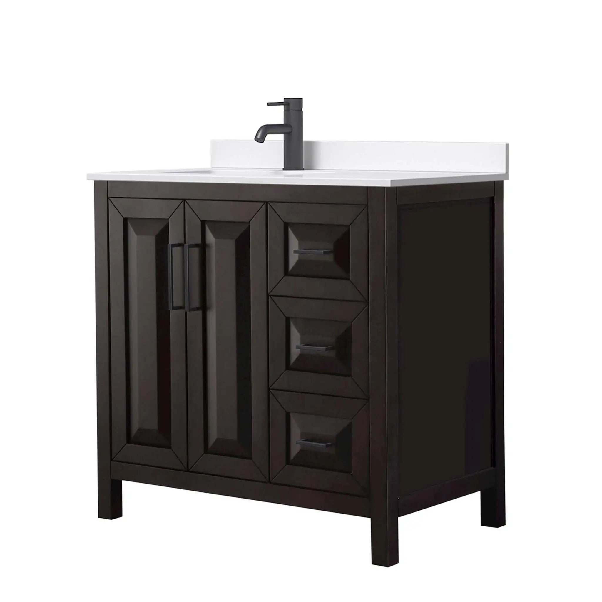36" Daria Single Bathroom Vanity in Dark Espresso with Matte Black Trim by Wyndham