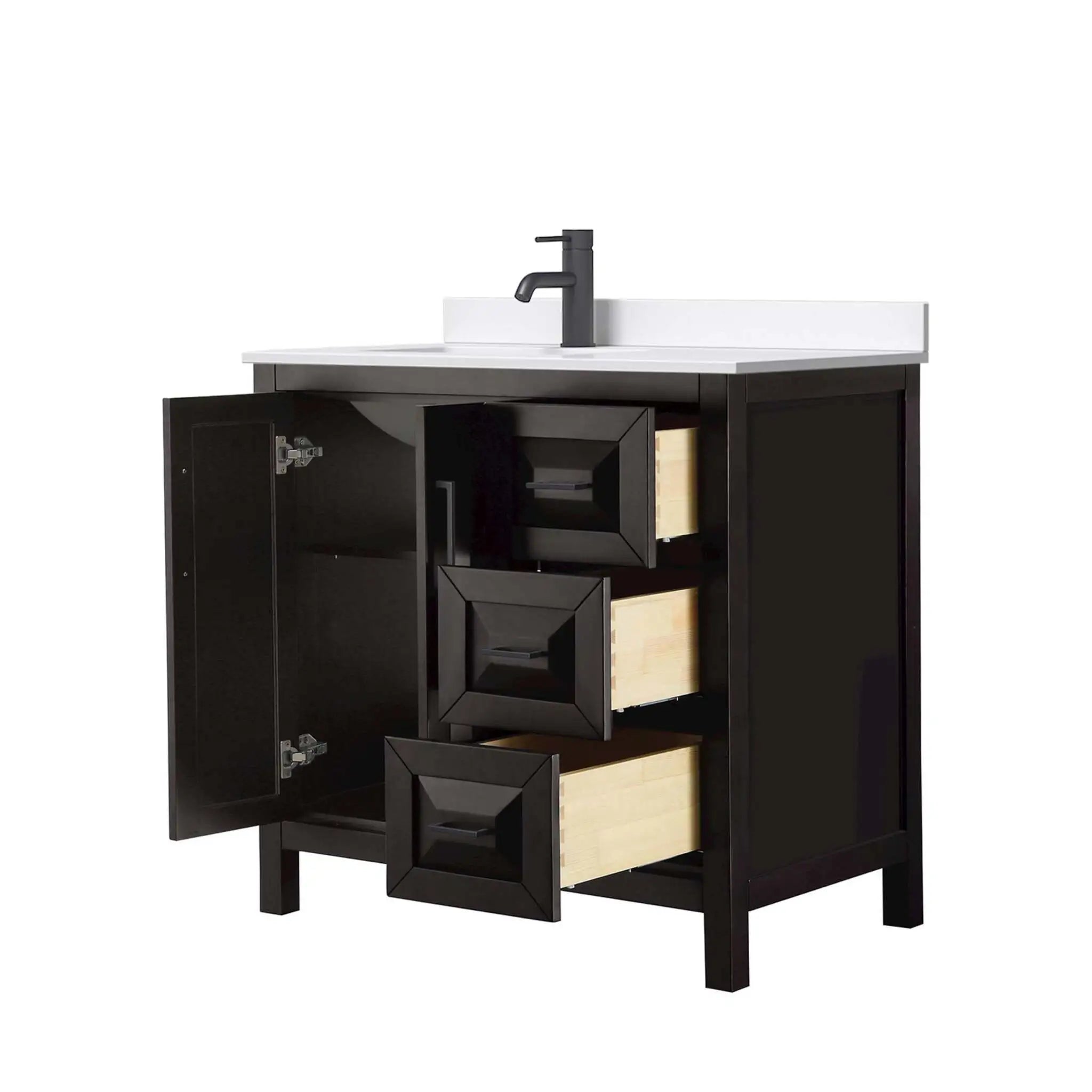 36" Daria Single Bathroom Vanity in Dark Espresso with Matte Black Trim by Wyndham