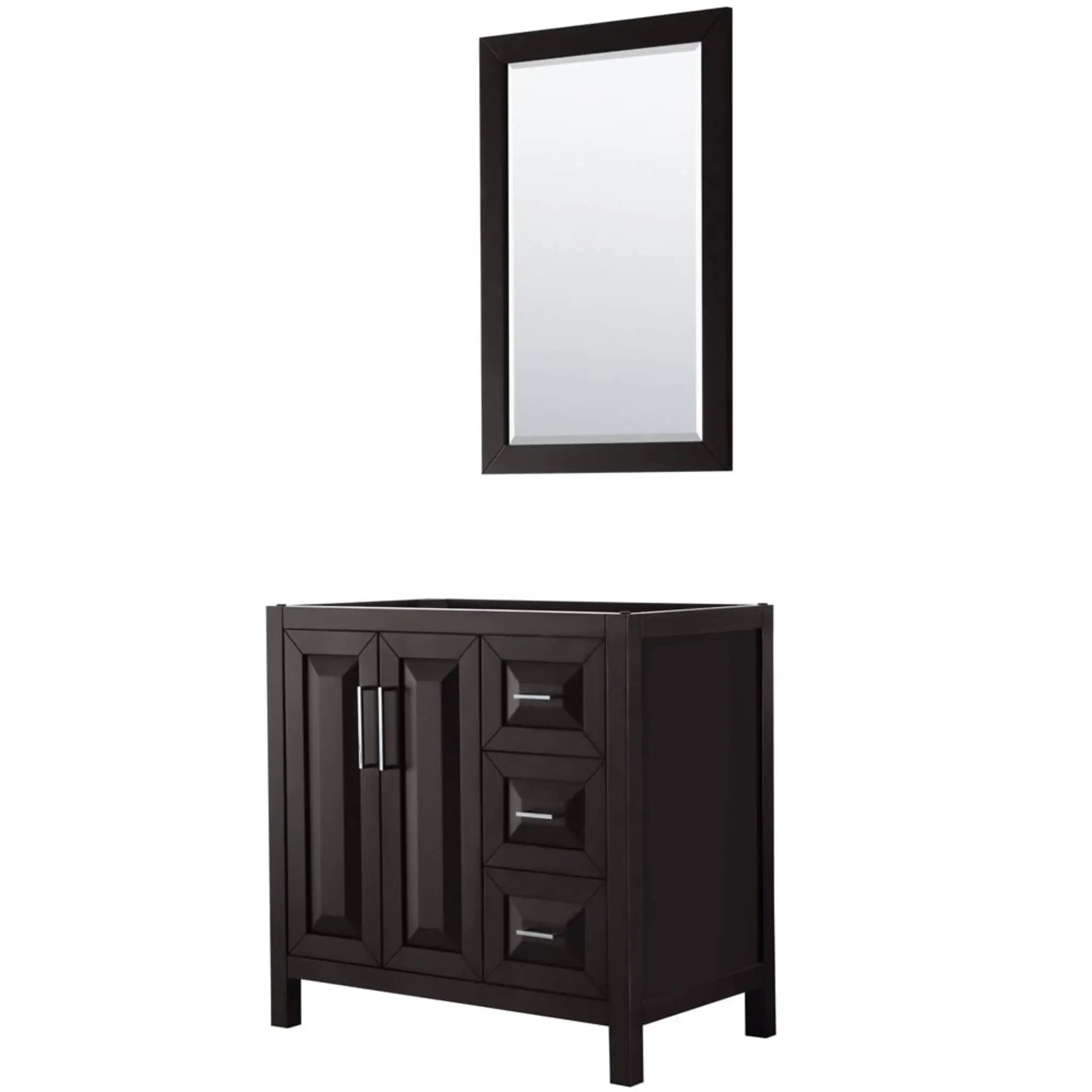 36" Daria Single Bathroom Vanity in Dark Espresso with Polished Chrome Trim & 24" Mirror by Wyndham