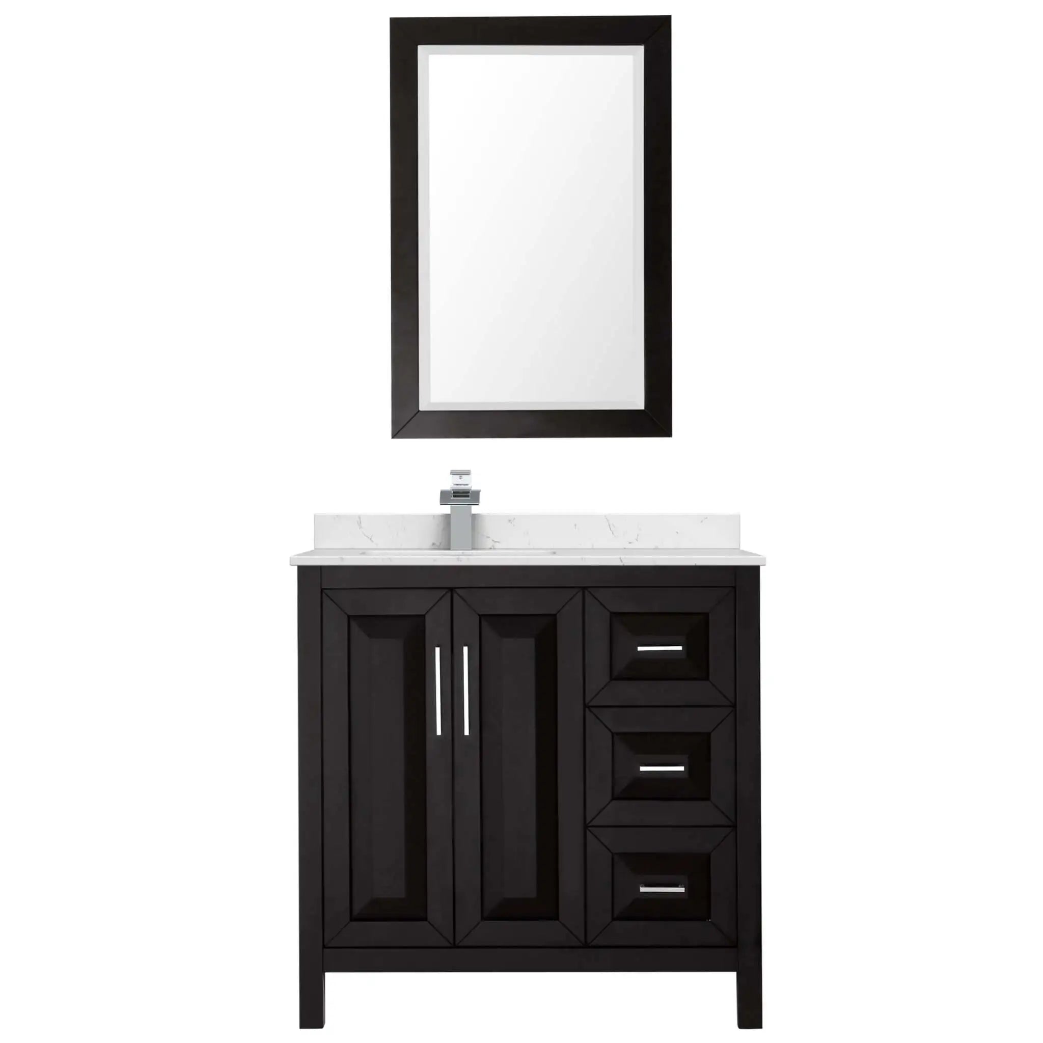 36" Daria Single Bathroom Vanity in Dark Espresso with Polished Chrome Trim & 24" Mirror by Wyndham