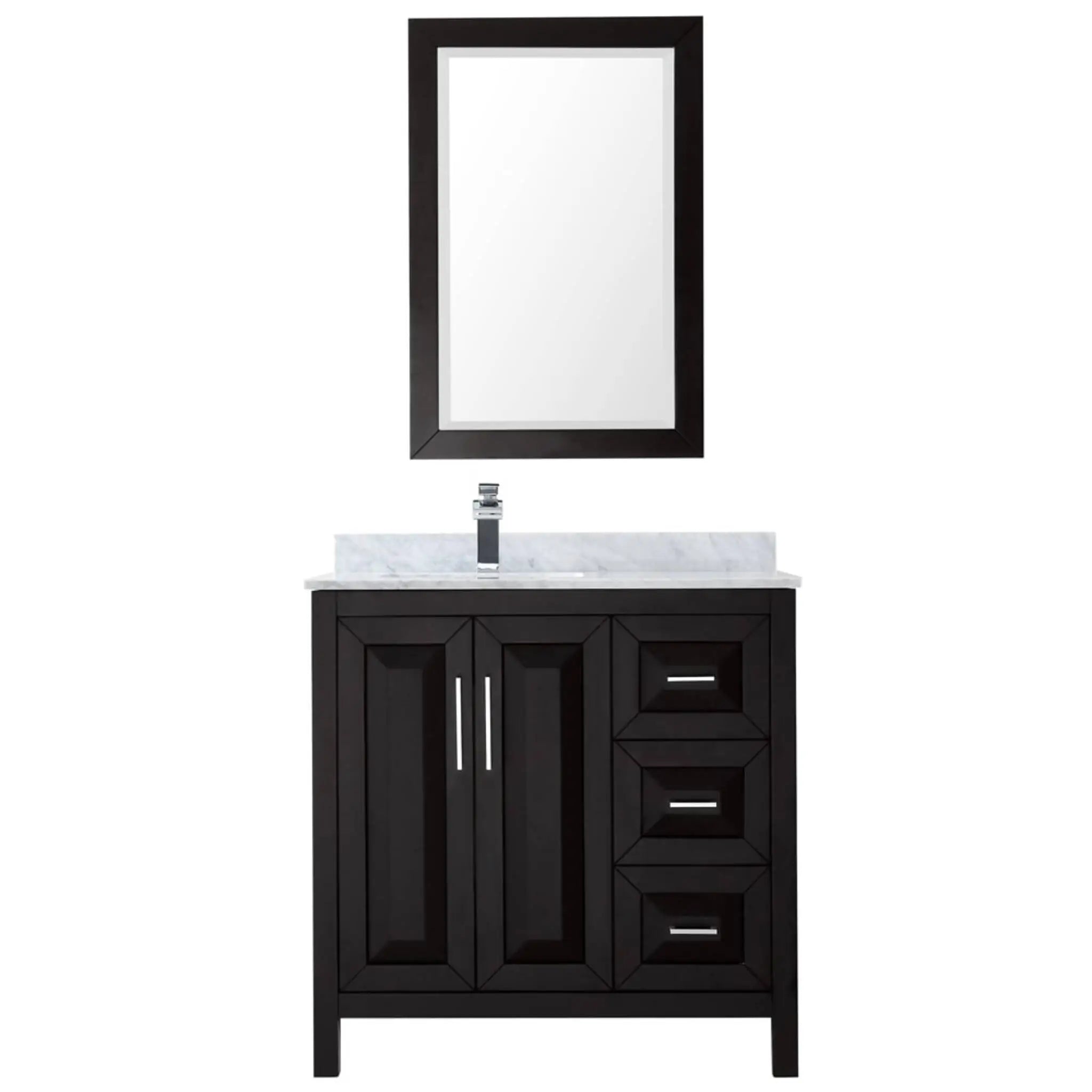 36" Daria Single Bathroom Vanity in Dark Espresso with Polished Chrome Trim & 24" Mirror by Wyndham