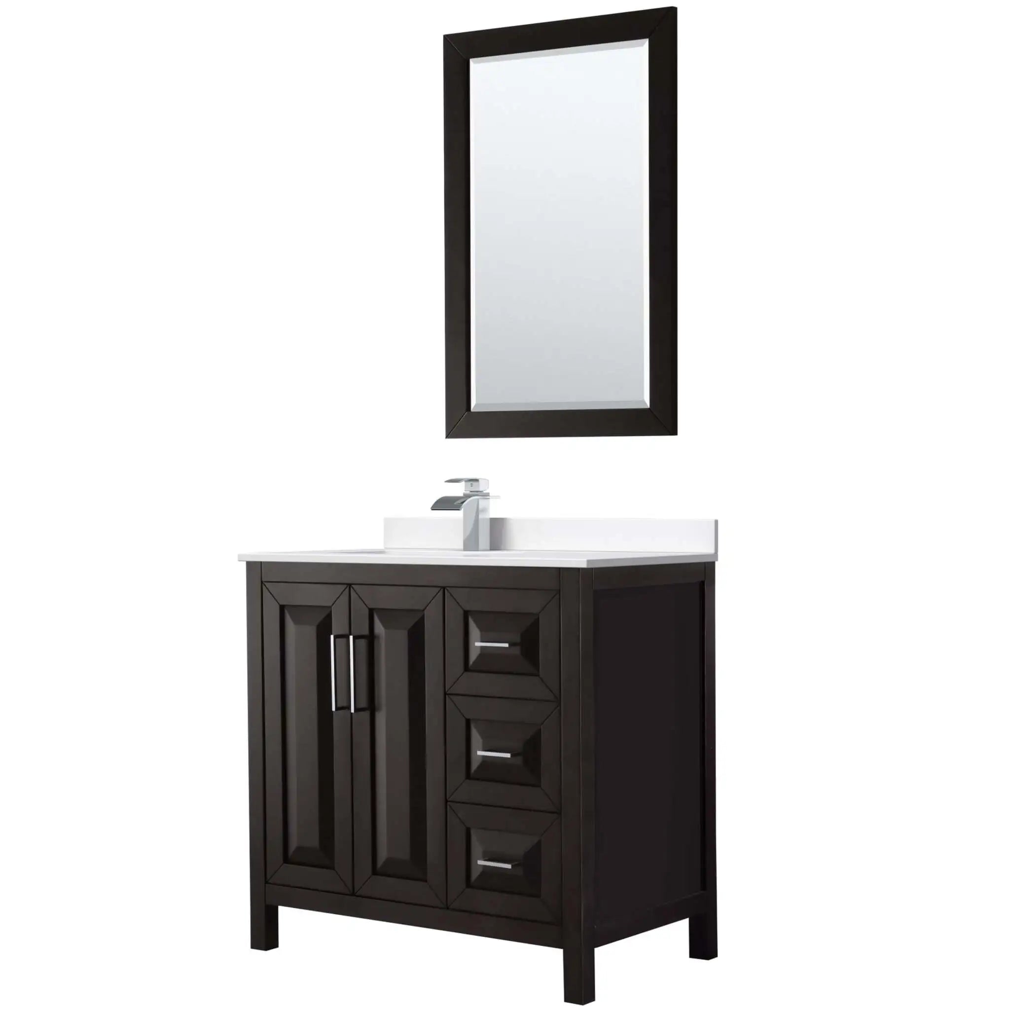 36" Daria Single Bathroom Vanity in Dark Espresso with Polished Chrome Trim & 24" Mirror by Wyndham