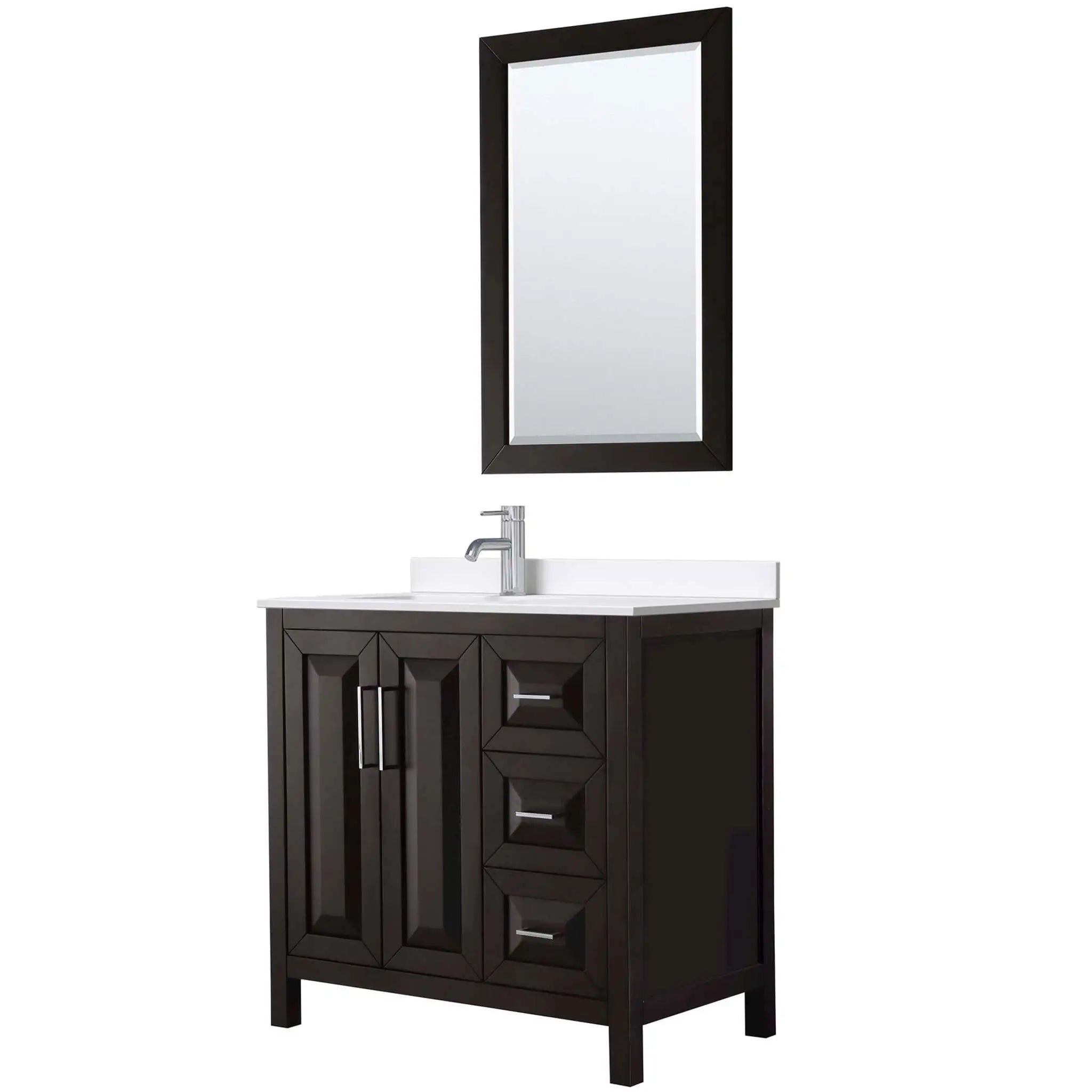 36" Daria Single Bathroom Vanity in Dark Espresso with Polished Chrome Trim & 24" Mirror by Wyndham