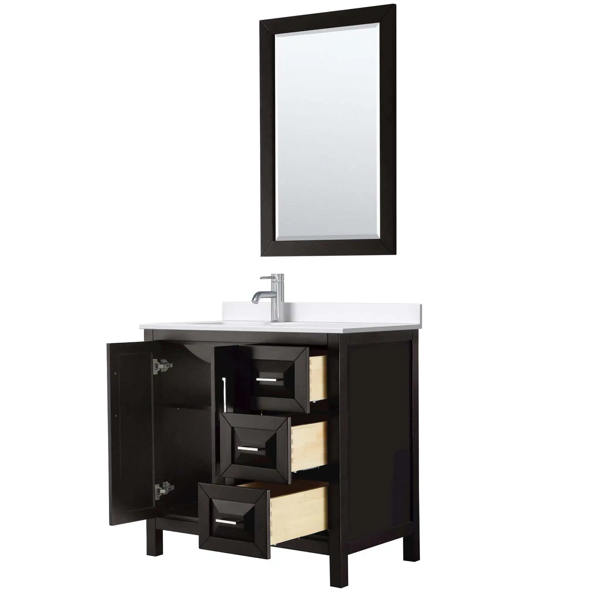 36" Daria Single Bathroom Vanity in Dark Espresso with Polished Chrome Trim & 24" Mirror by Wyndham