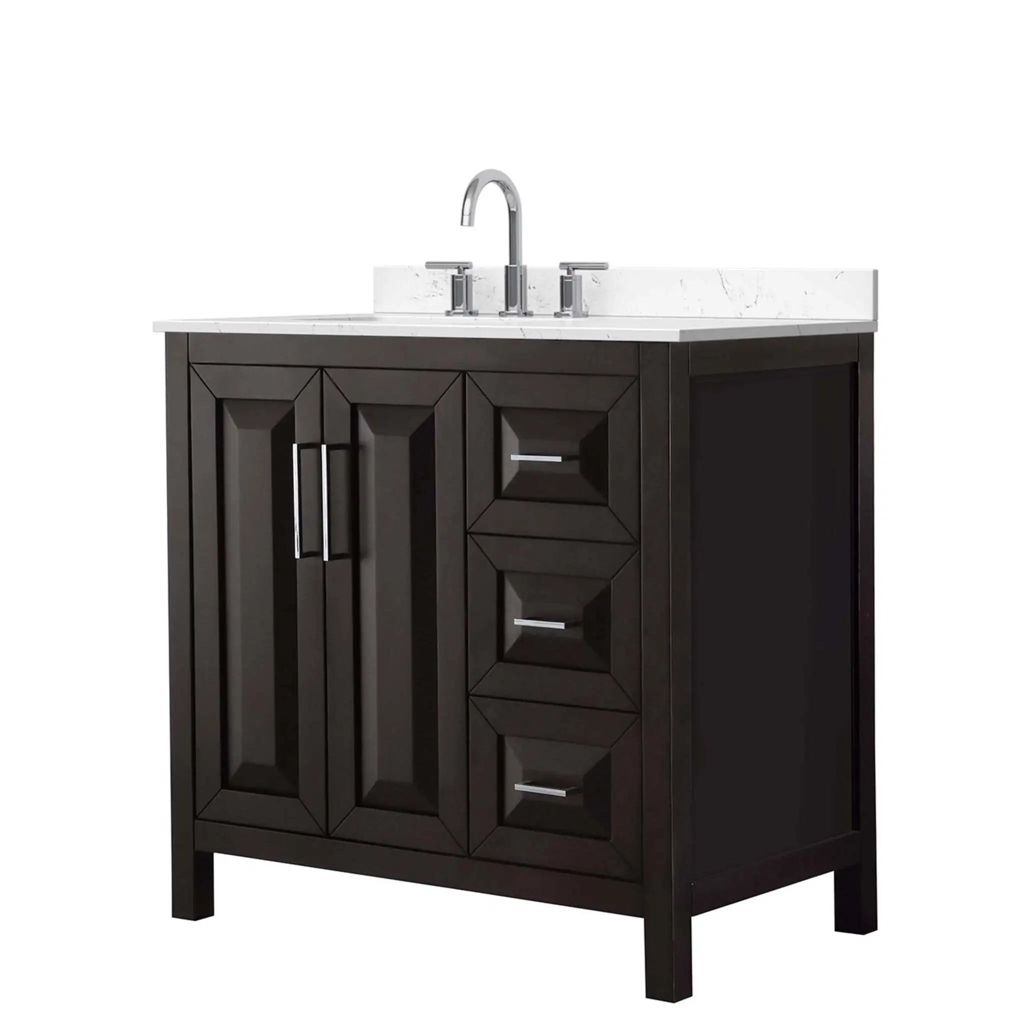 36" Daria Single Bathroom Vanity in Dark Espresso with Polished Chrome Trim by Wyndham