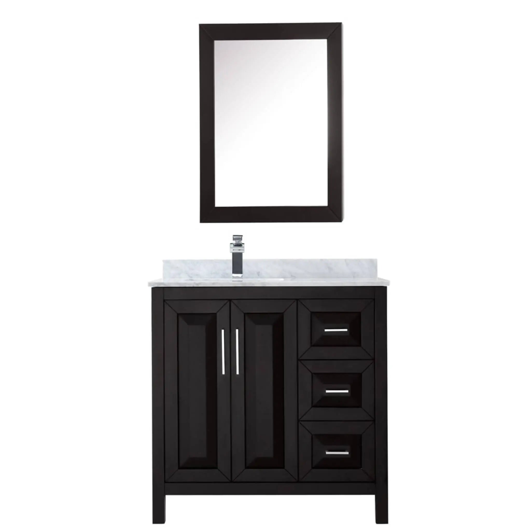 36" Daria Single Bathroom Vanity in Dark Espresso with Polished Chrome Trim & Medicine Cabinet by Wyndham
