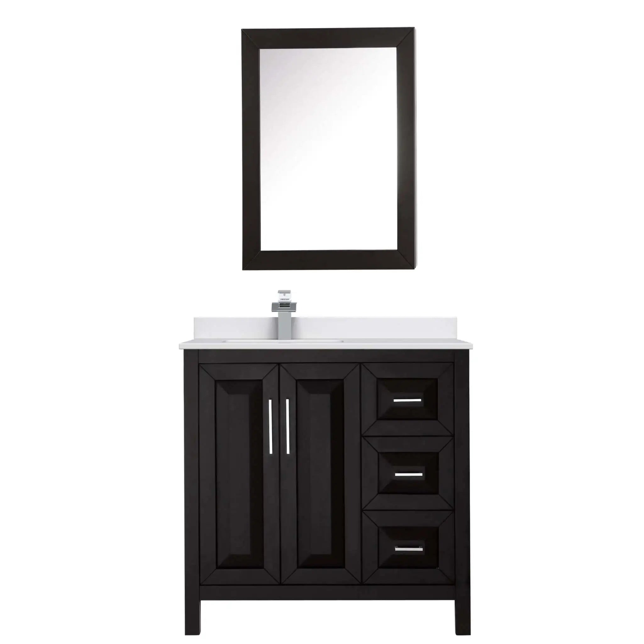36" Daria Single Bathroom Vanity in Dark Espresso with Polished Chrome Trim & Medicine Cabinet by Wyndham