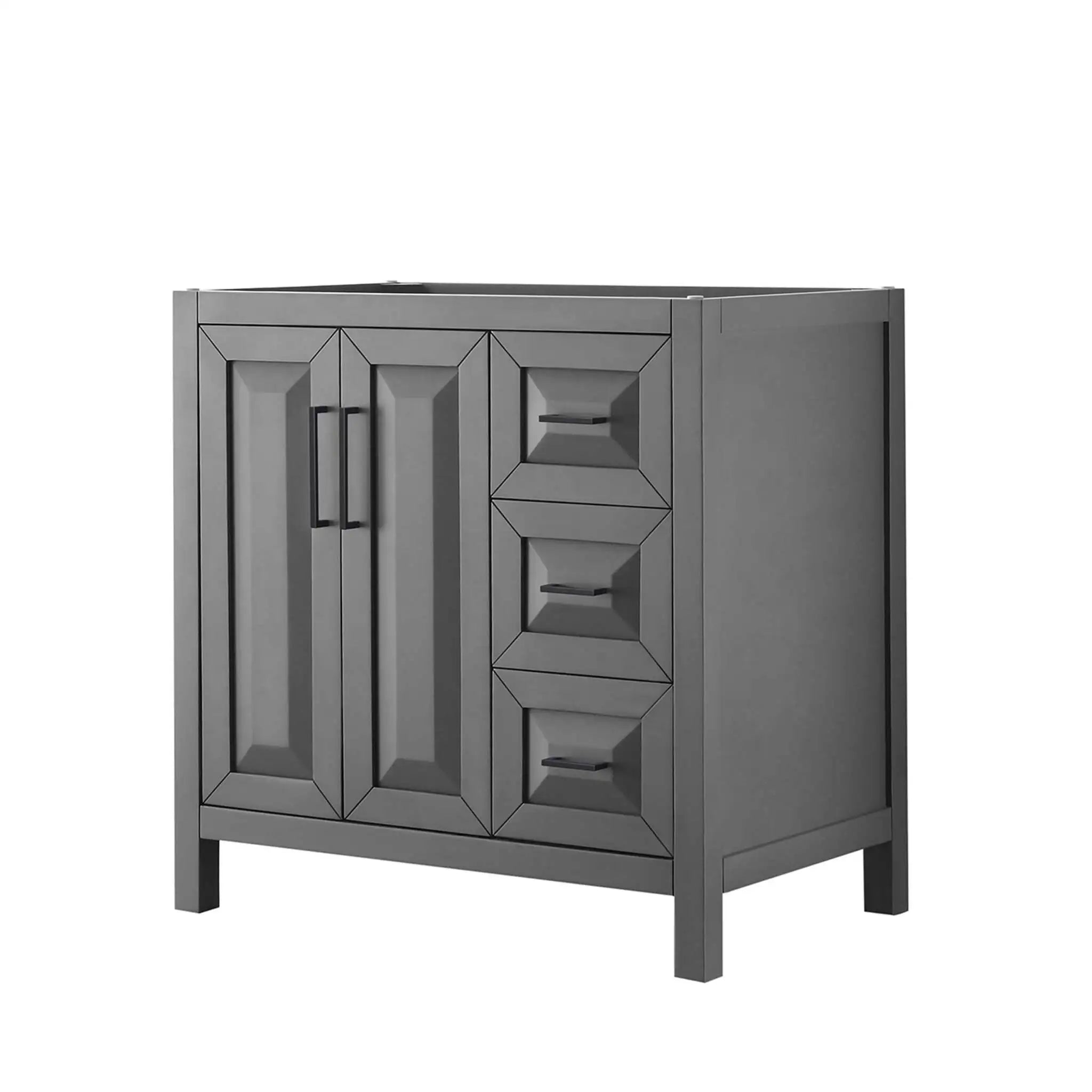 36" Daria Single Bathroom Vanity in Dark Gray with Matte Black Trim by Wyndham