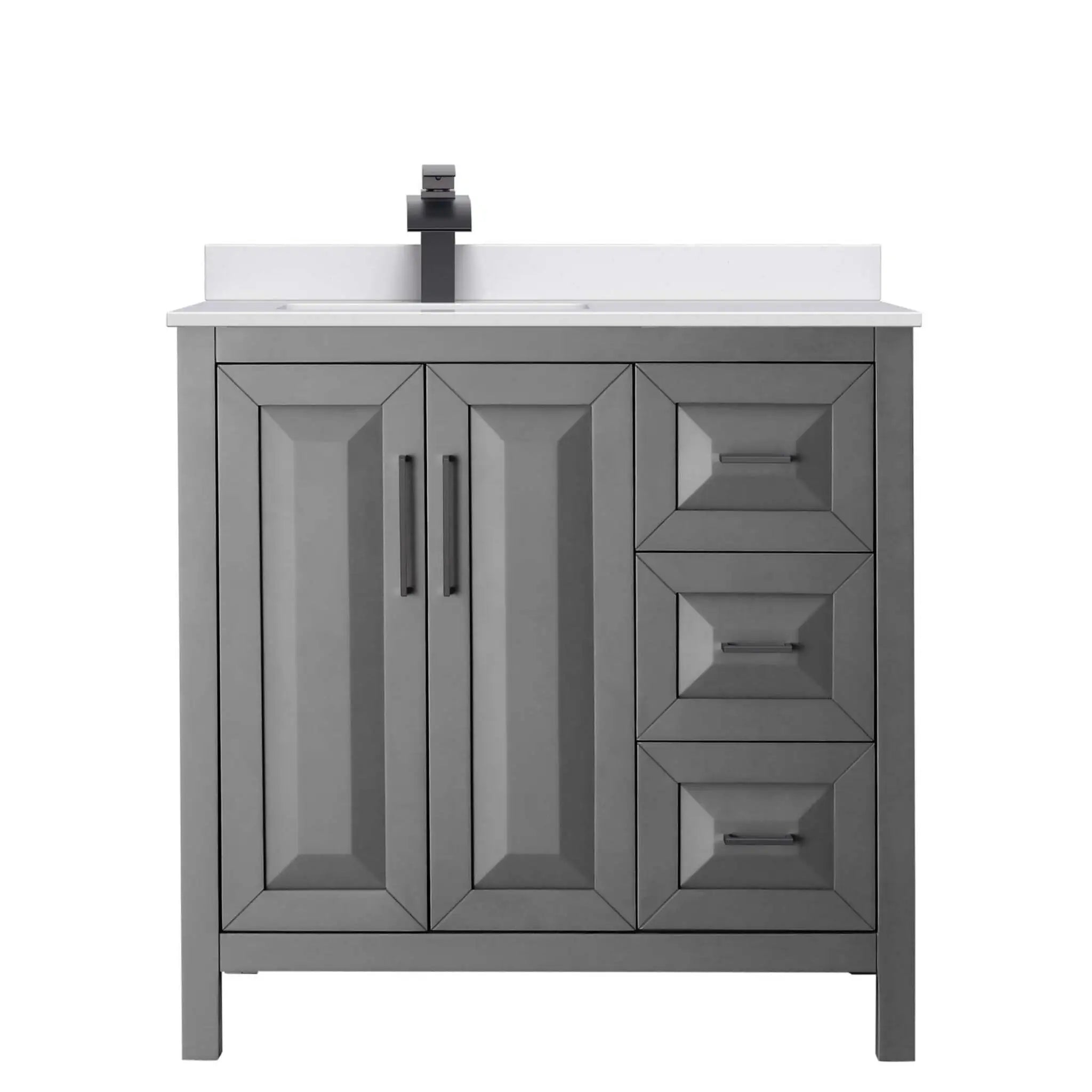 36" Daria Single Bathroom Vanity in Dark Gray with Matte Black Trim by Wyndham