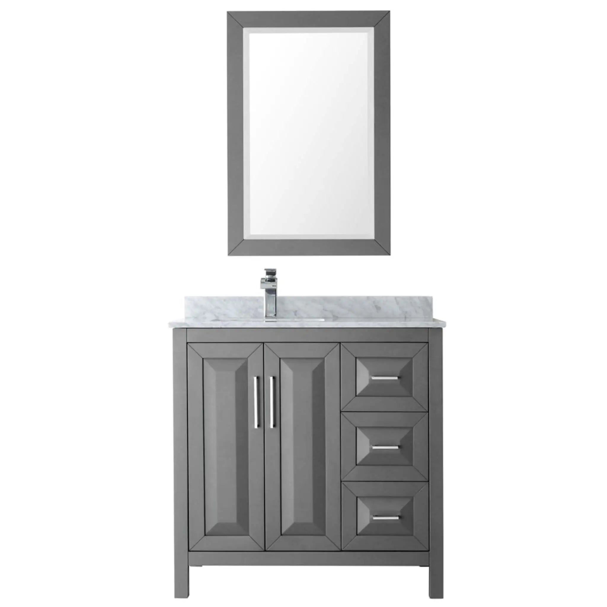 36" Daria Single Bathroom Vanity in Dark Gray with Polished Chrome Trim & 24" Mirror by Wyndham