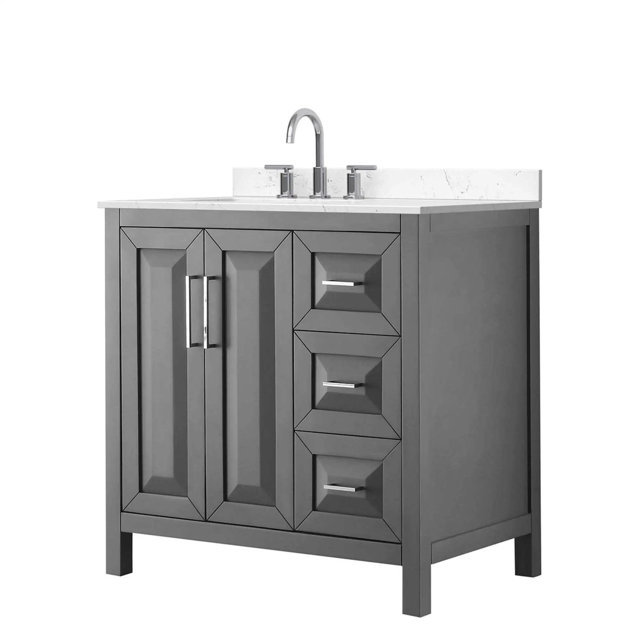 36" Daria Single Bathroom Vanity in Dark Gray with Polished Chrome Trim by Wyndham