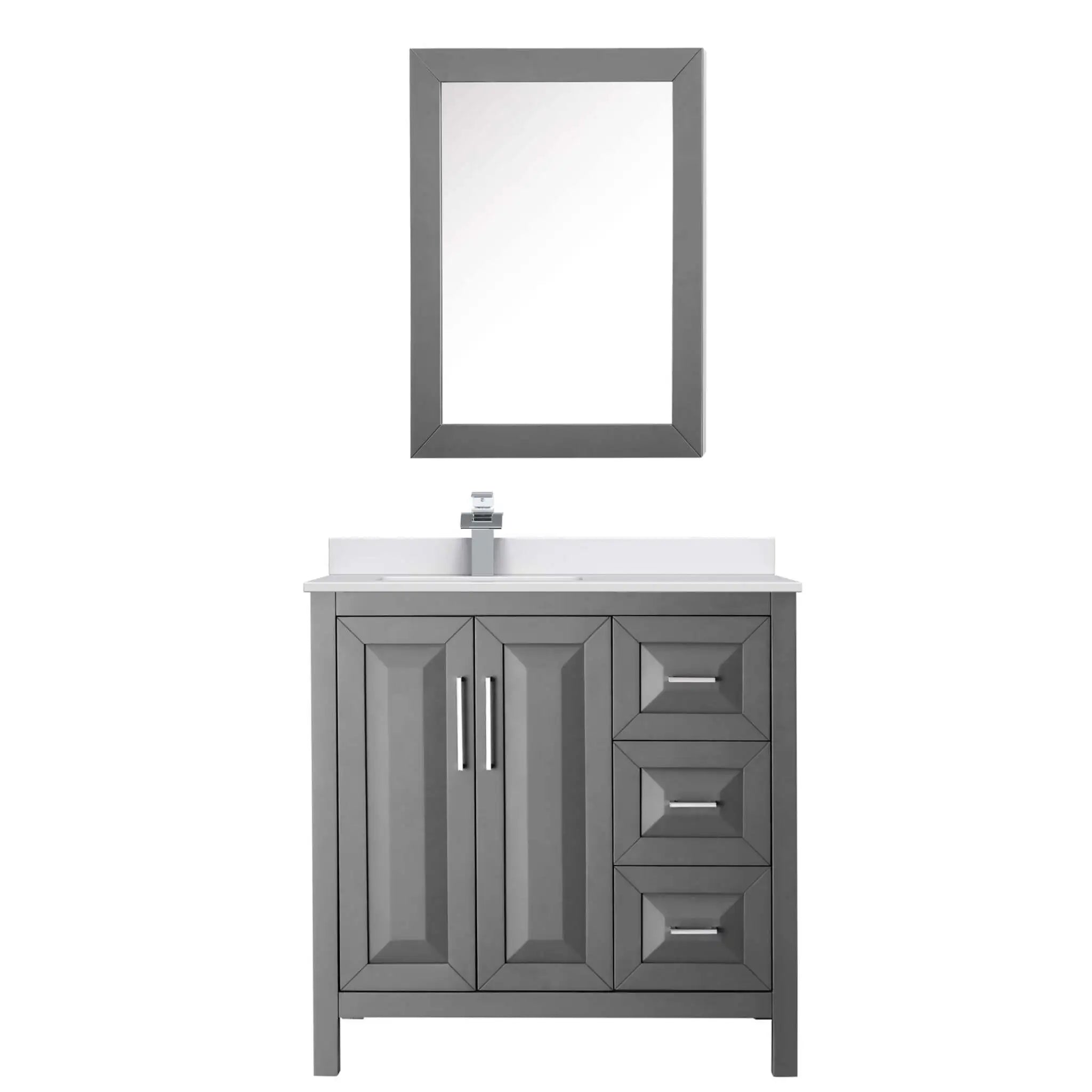 36" Daria Single Bathroom Vanity in Dark Gray with Polished Chrome Trim & Medicine Cabinet by Wyndham