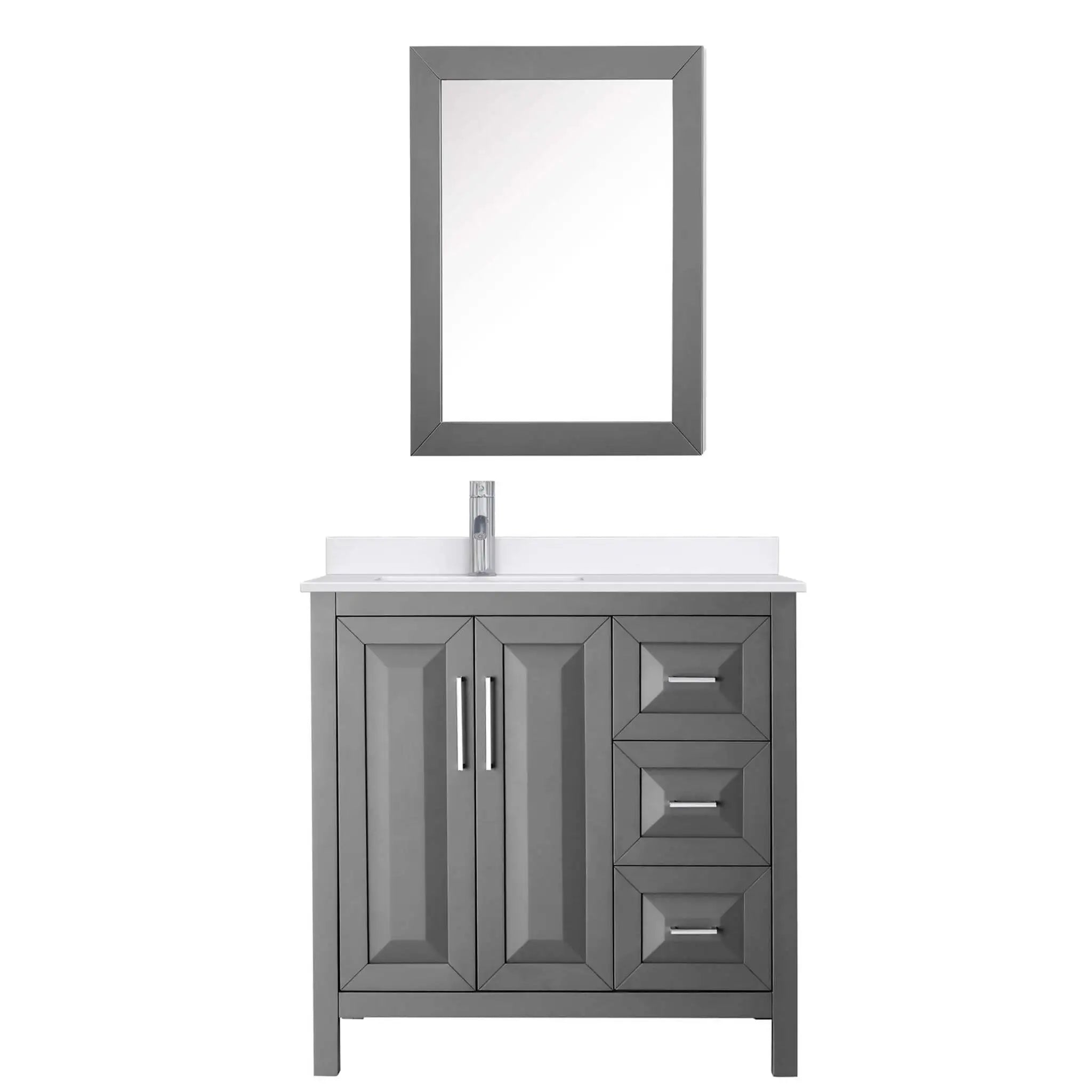 36" Daria Single Bathroom Vanity in Dark Gray with Polished Chrome Trim & Medicine Cabinet by Wyndham