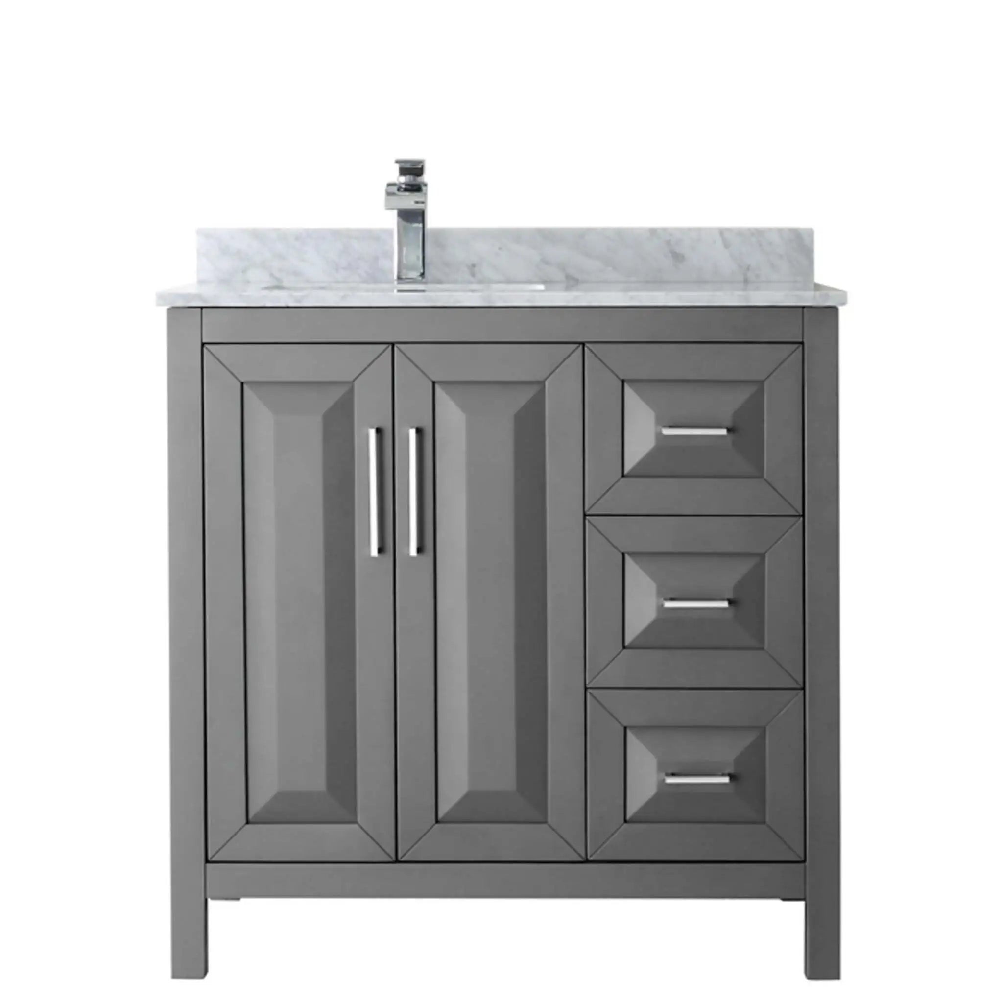 36" Daria Single Bathroom Vanity in Dark Gray with Polished Chrome Trim by Wyndham