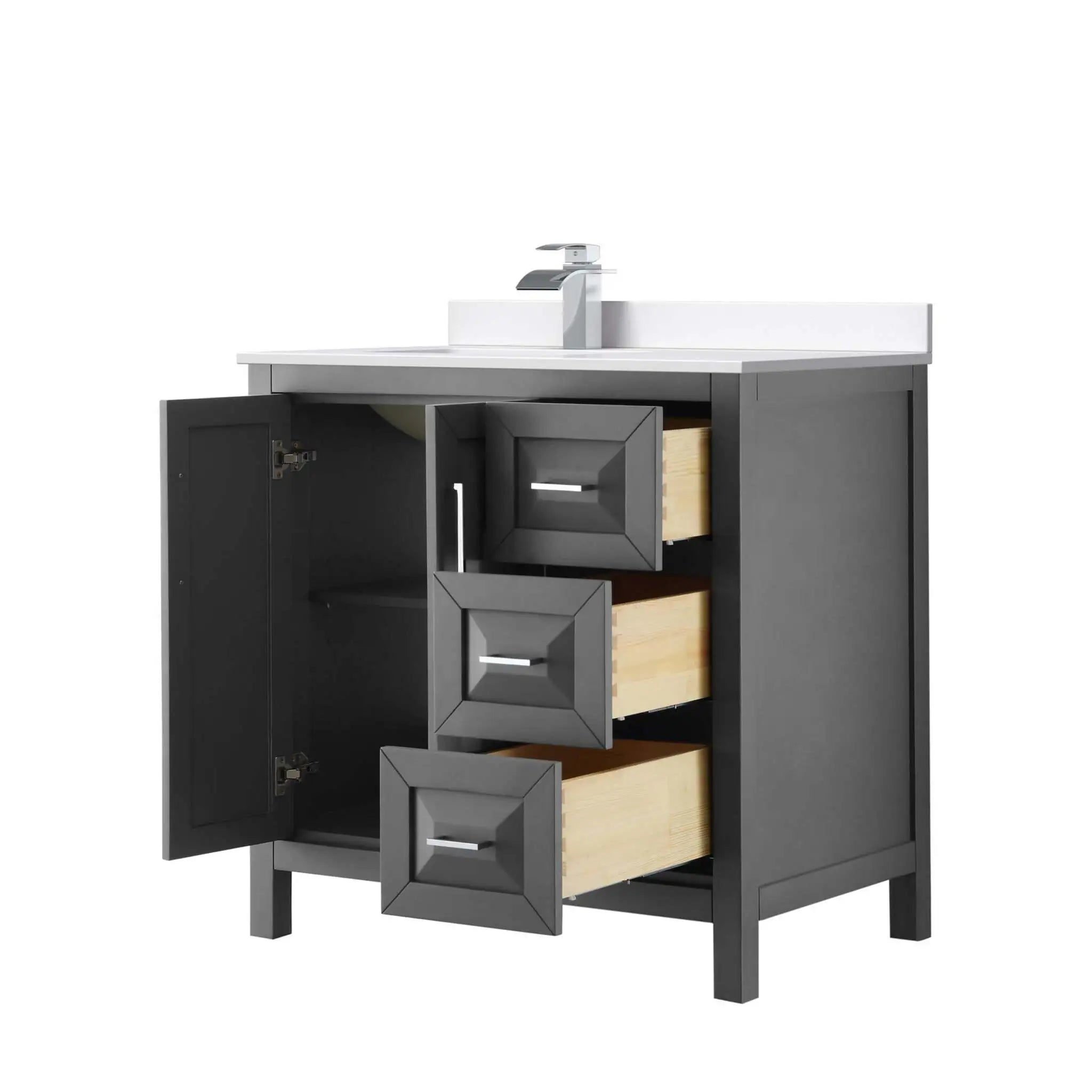 36" Daria Single Bathroom Vanity in Dark Gray with Polished Chrome Trim by Wyndham