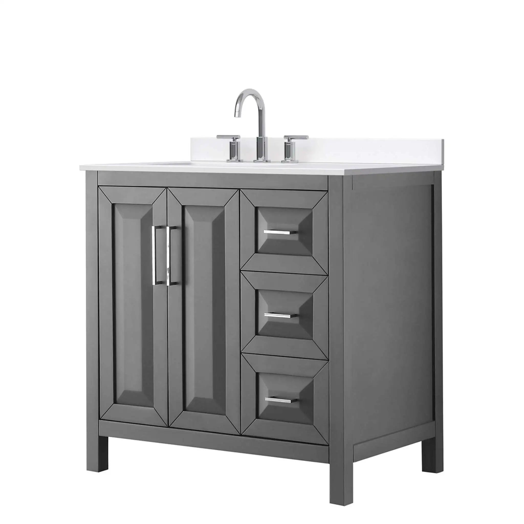 36" Daria Single Bathroom Vanity in Dark Gray with Polished Chrome Trim by Wyndham
