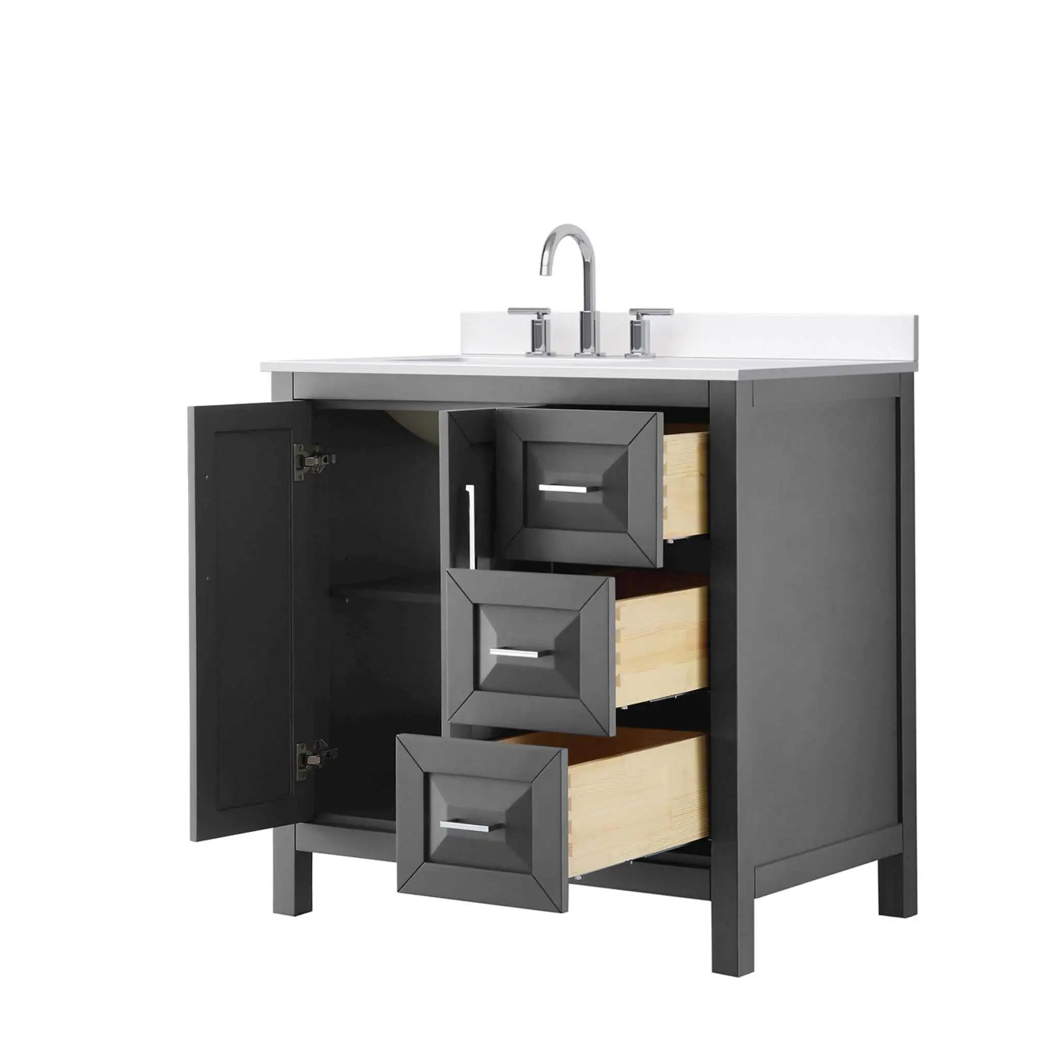 36" Daria Single Bathroom Vanity in Dark Gray with Polished Chrome Trim by Wyndham