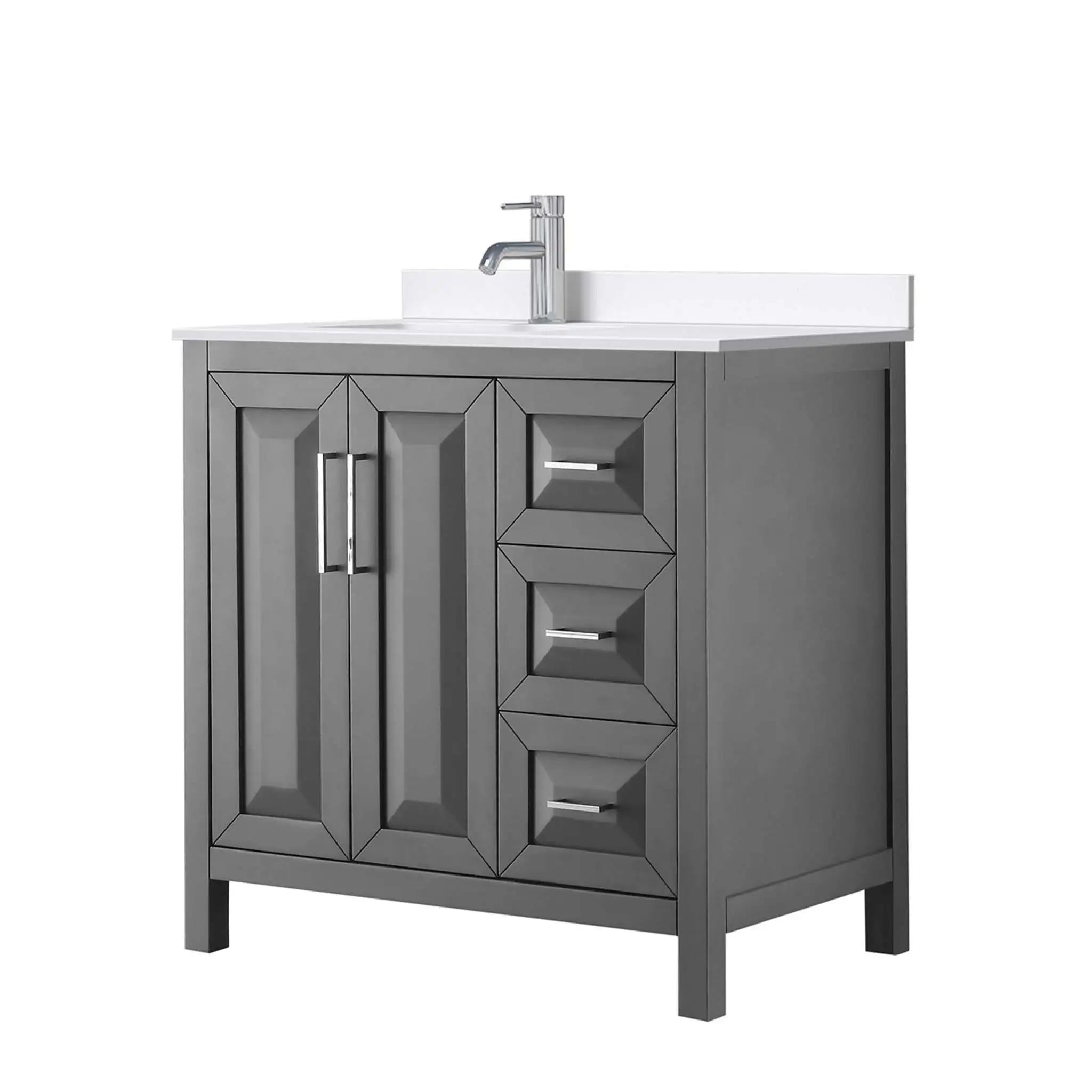 36" Daria Single Bathroom Vanity in Dark Gray with Polished Chrome Trim by Wyndham