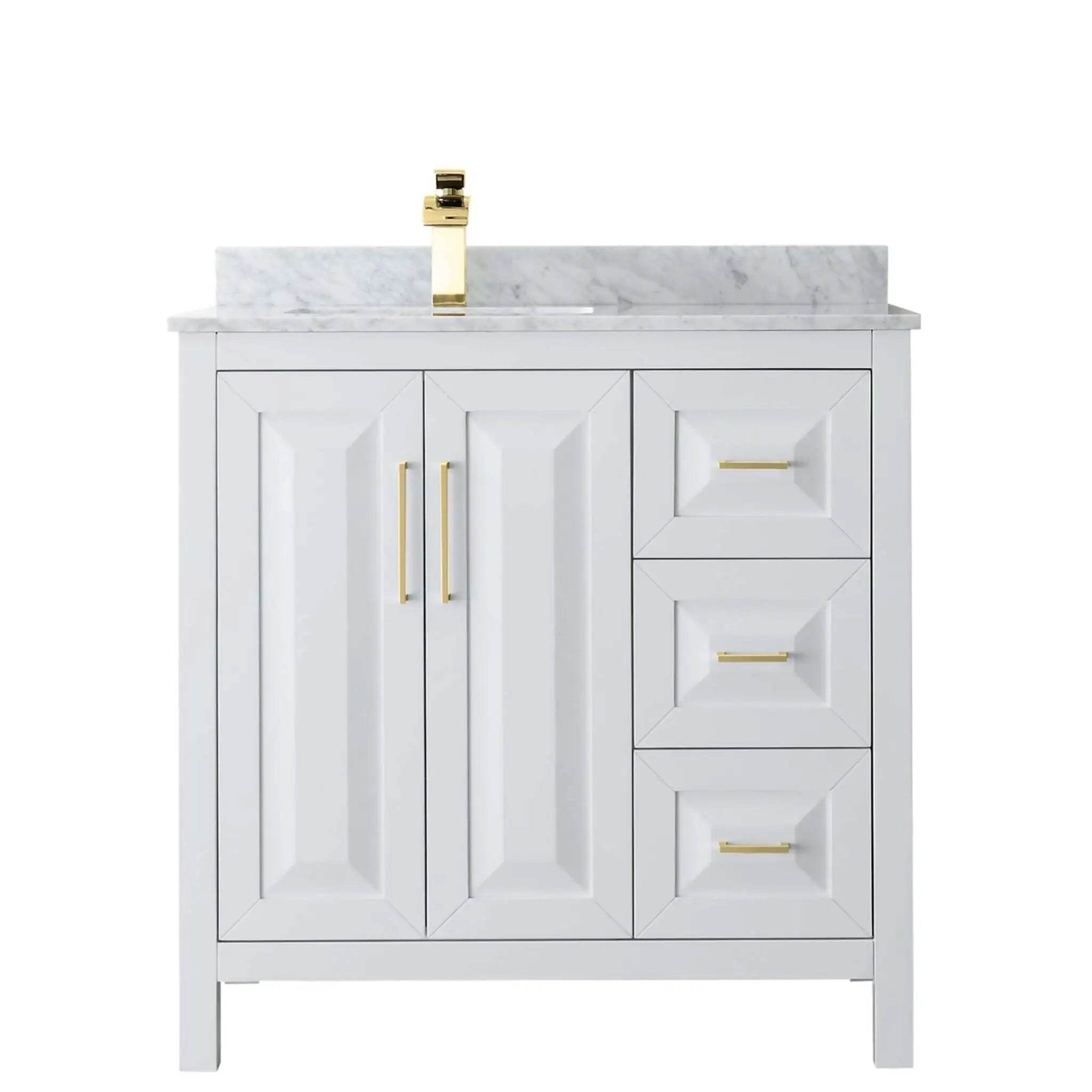 36" Daria Single Bathroom Vanity in White with Brushed Gold Trim by Wyndham