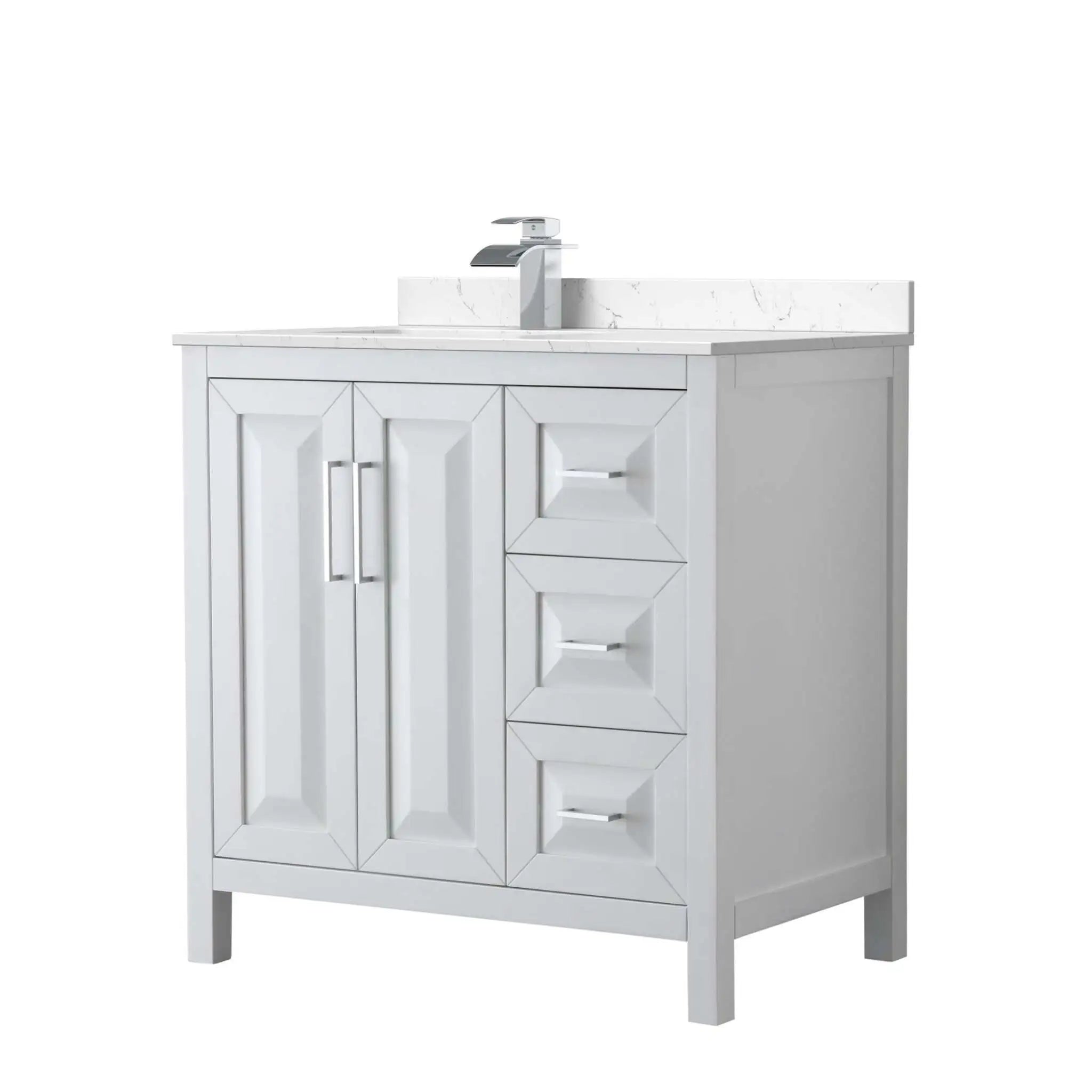 36" Daria Single Bathroom Vanity in White with Polished Chrome Trim by Wyndham