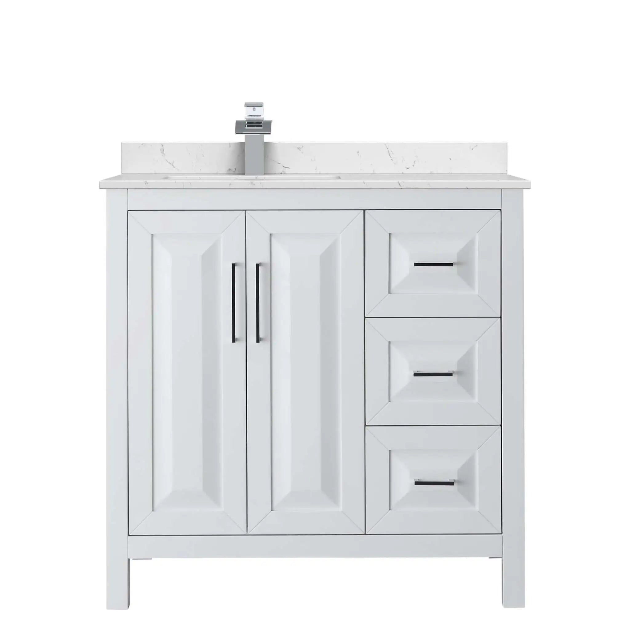 36" Daria Single Bathroom Vanity in White with Polished Chrome Trim by Wyndham
