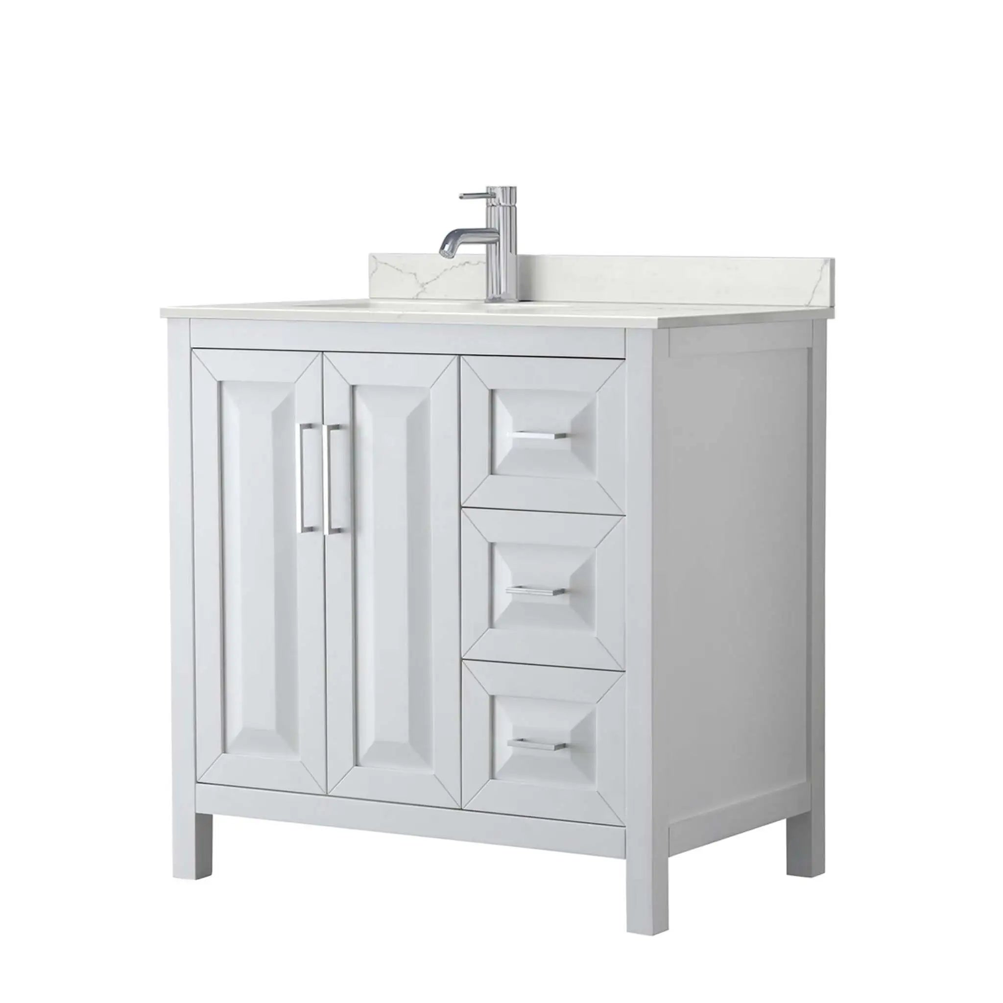36" Daria Single Bathroom Vanity in White with Polished Chrome Trim by Wyndham