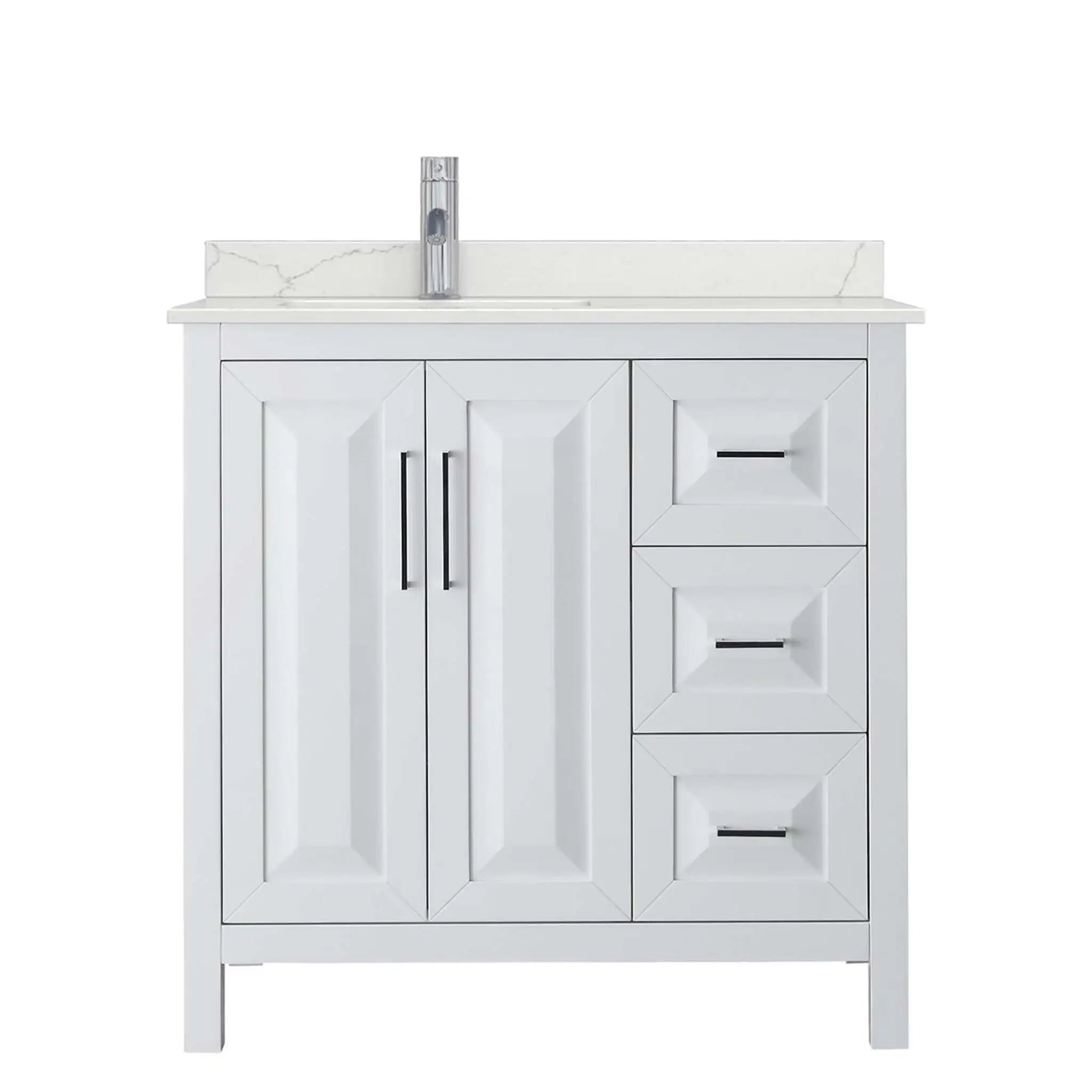 36" Daria Single Bathroom Vanity in White with Polished Chrome Trim by Wyndham