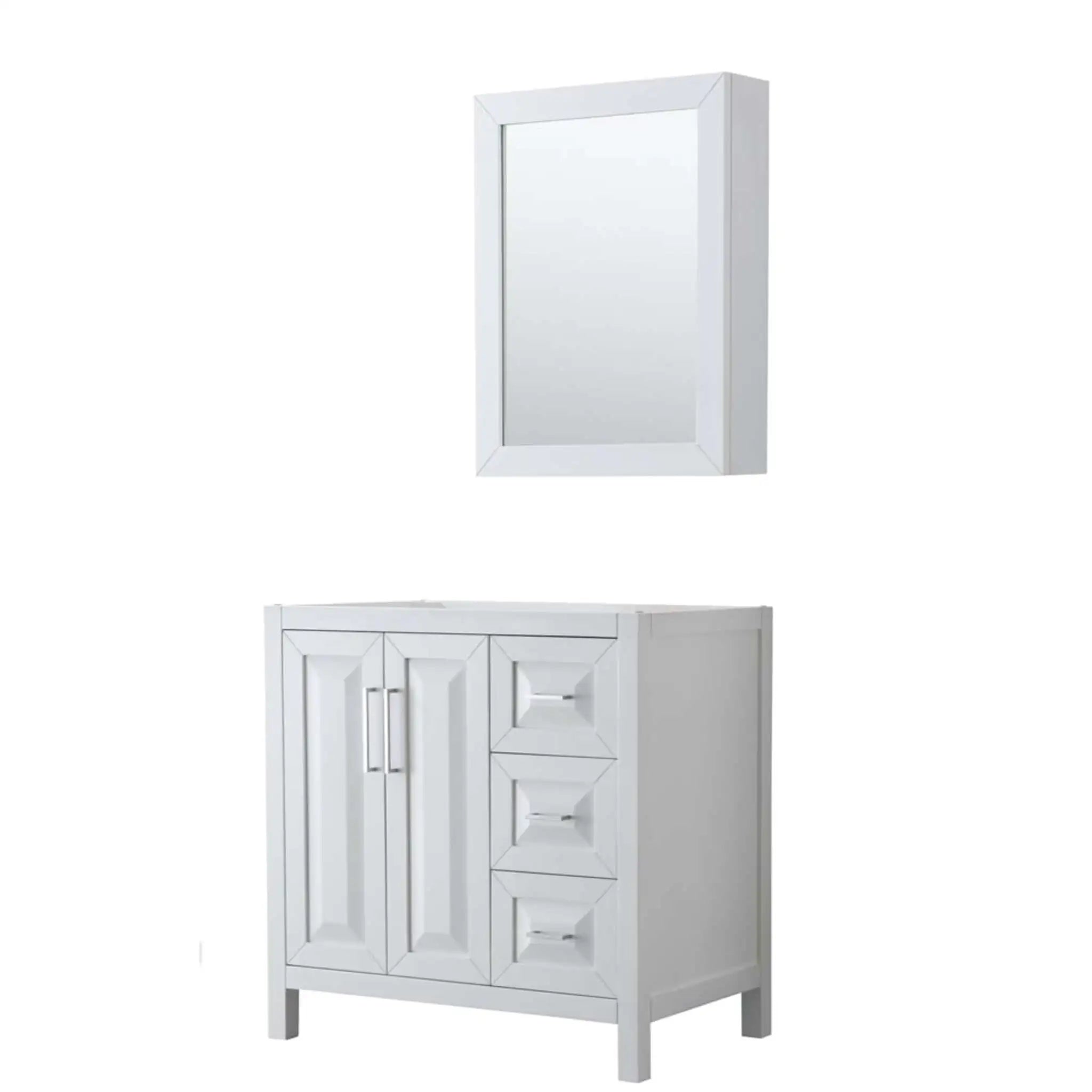 36" Daria Single Bathroom Vanity in White with Polished Chrome Trim & Medicine Cabinet by Wyndham