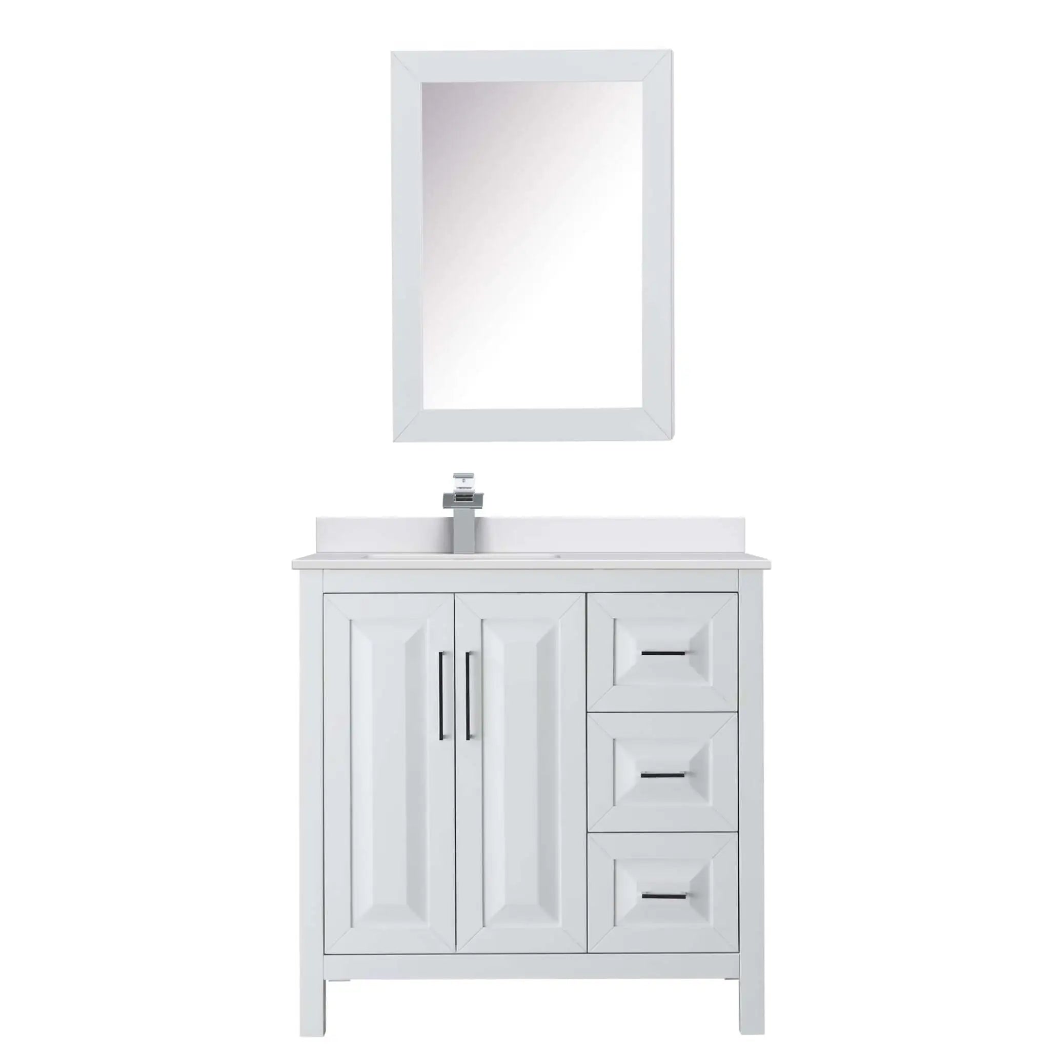 36" Daria Single Bathroom Vanity in White with Polished Chrome Trim & Medicine Cabinet by Wyndham